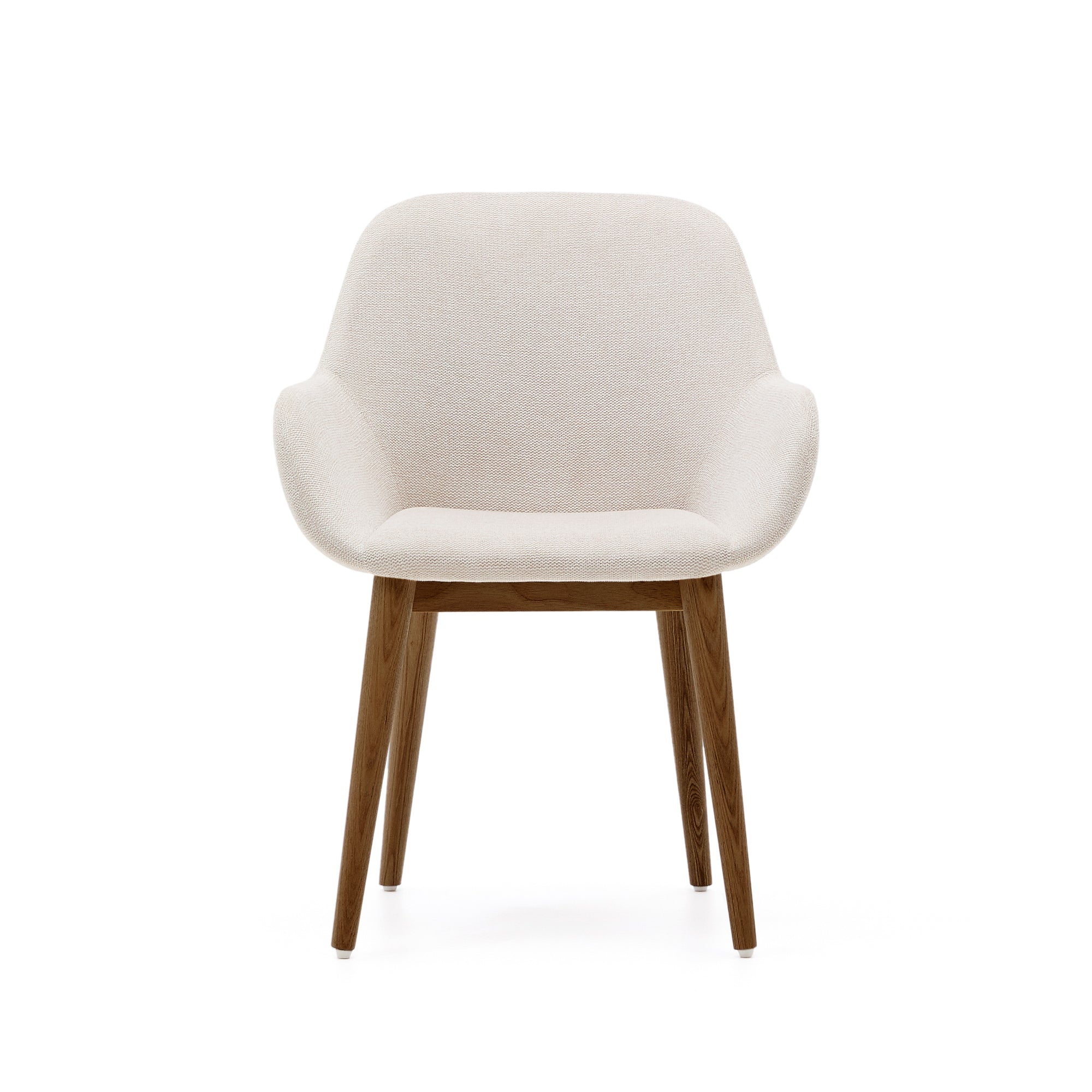 Konna chair in beige with solid ash wood legs in a dark finish FR - Product Image