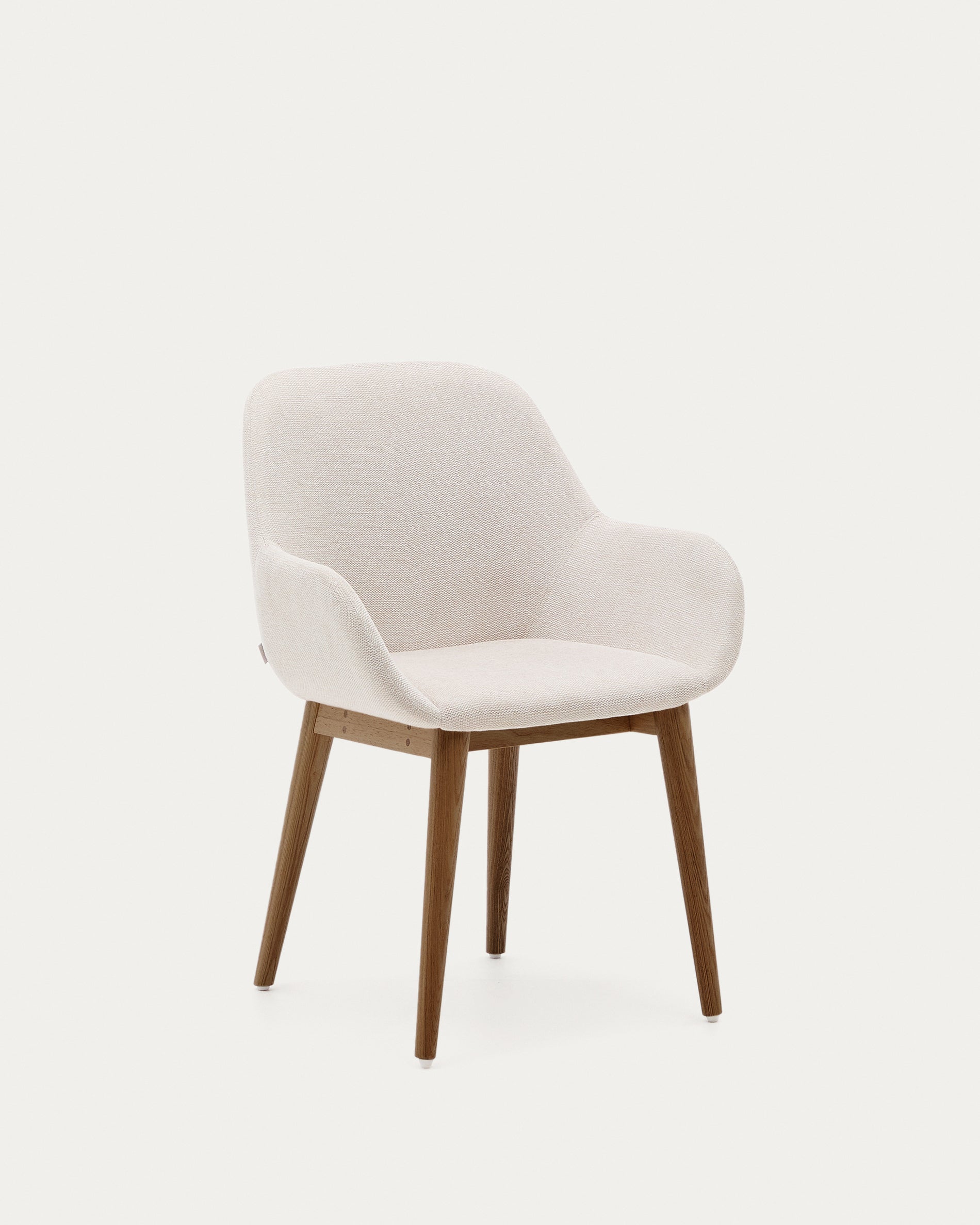 Konna chair in beige with solid ash wood legs in a dark finish FR - Product View