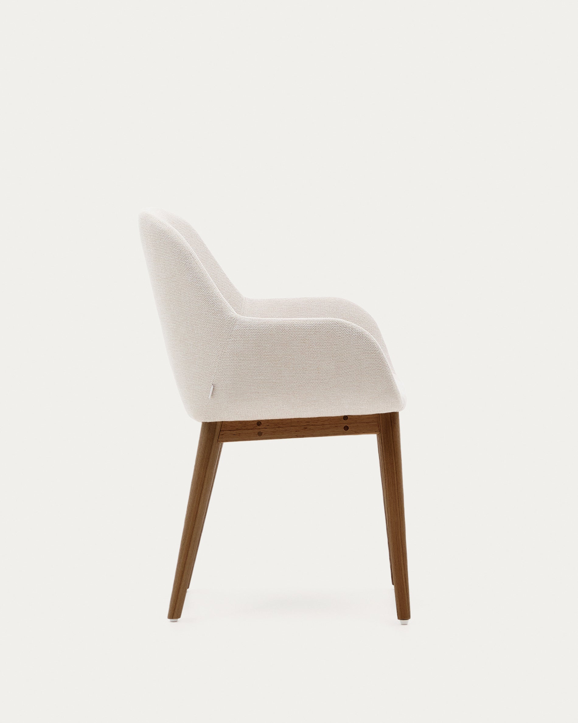 Konna chair in beige with solid ash wood legs in a dark finish FR - Product View