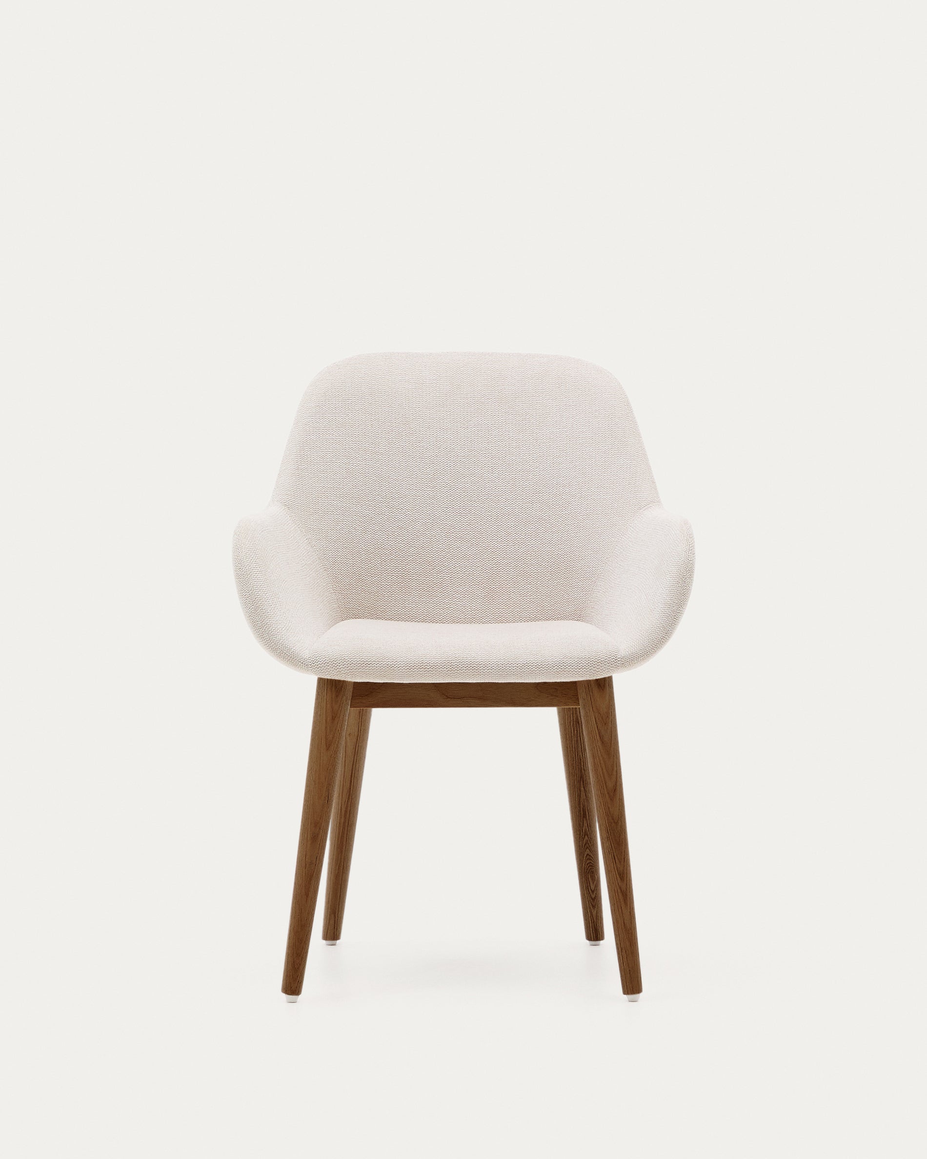 Konna chair in beige with solid ash wood legs in a dark finish FR - Product View