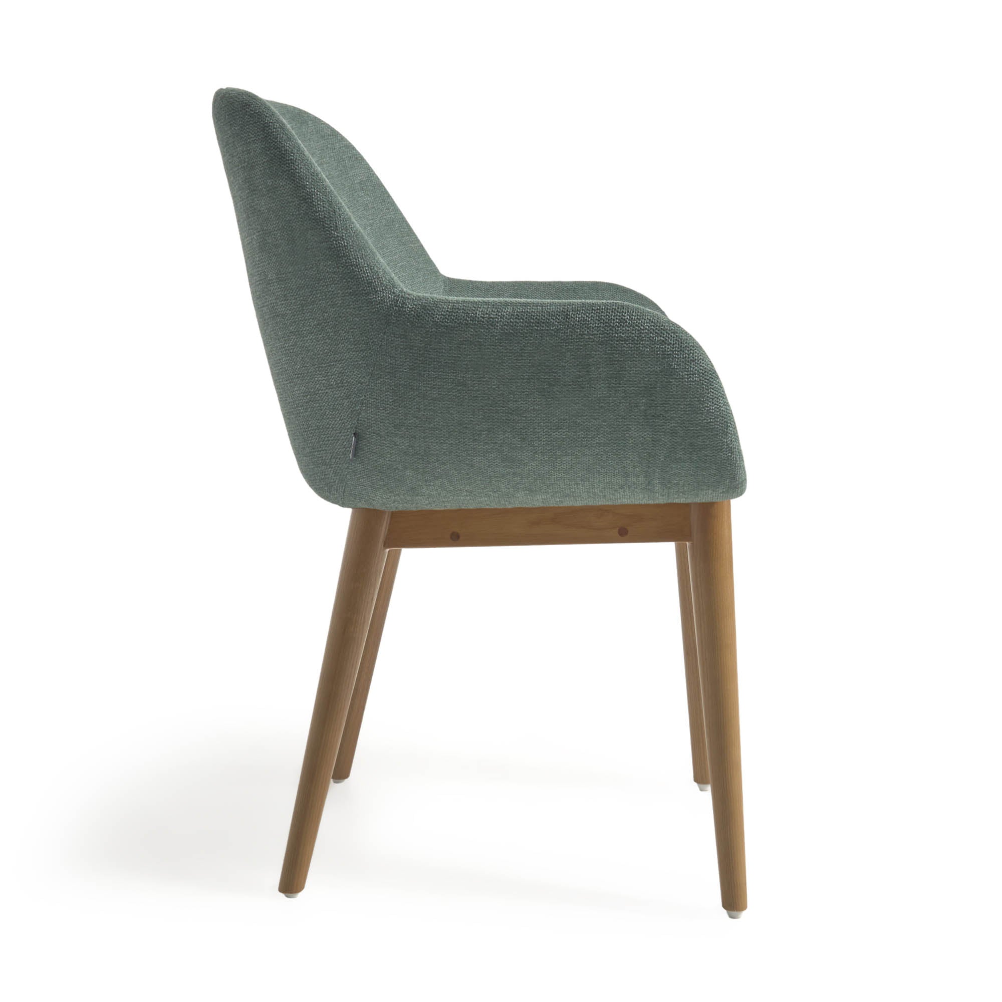 Konna chair in green with solid ash wood legs in a dark finish FR - Product Image