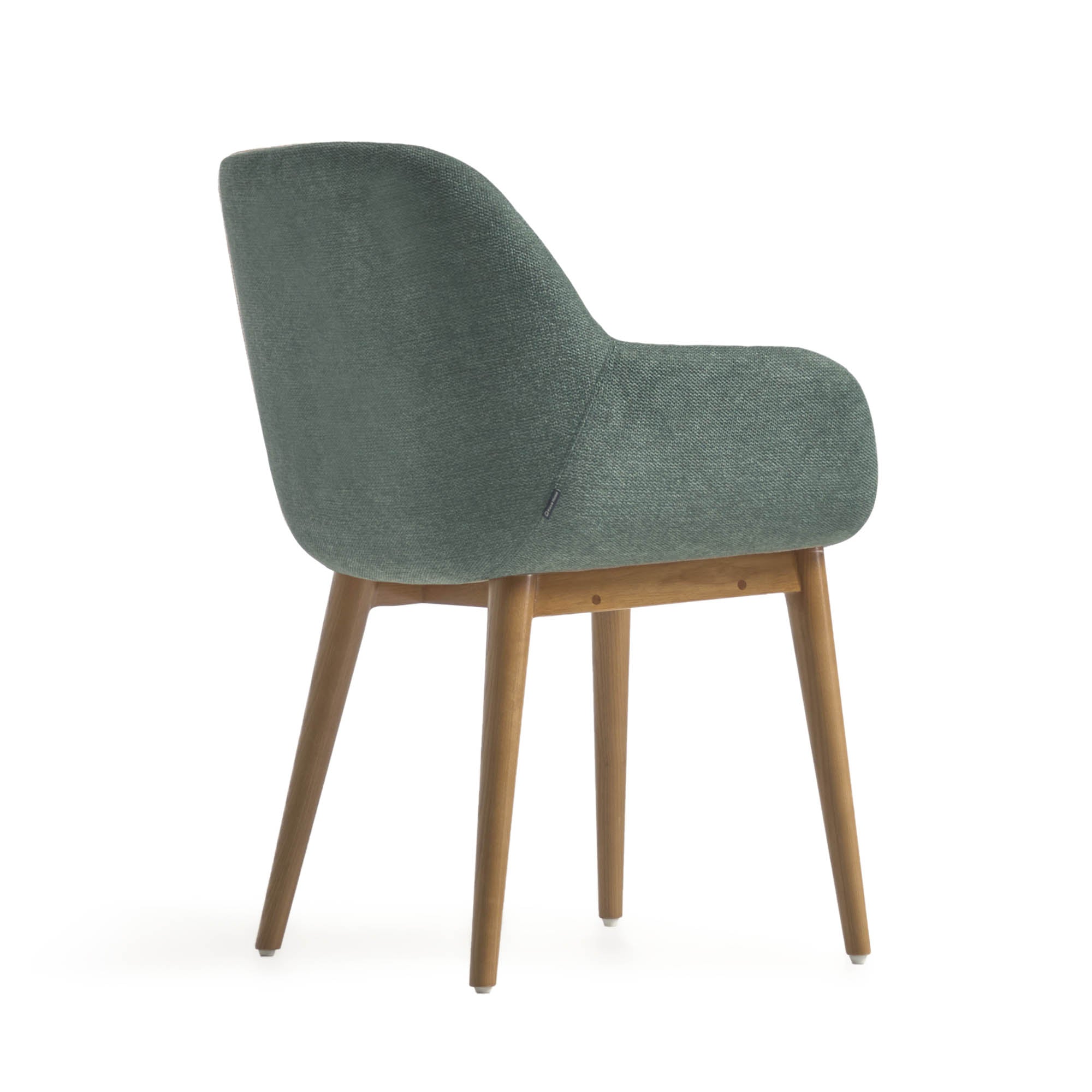 Konna chair in green with solid ash wood legs in a dark finish FR - Product Image