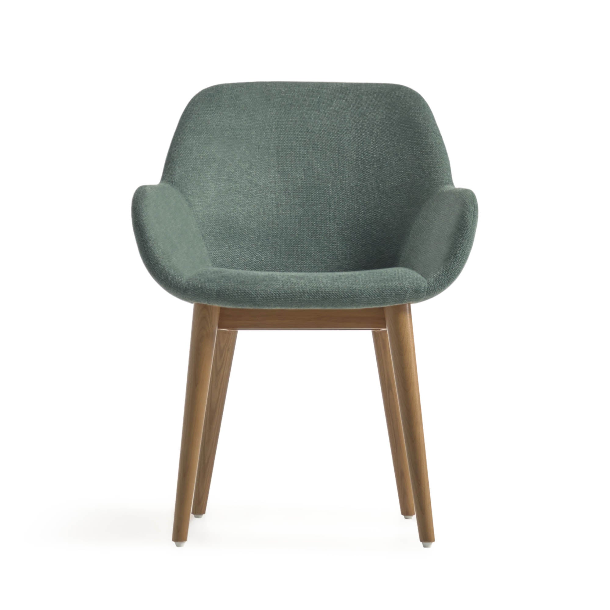 Konna chair in green with solid ash wood legs in a dark finish FR - Product Image