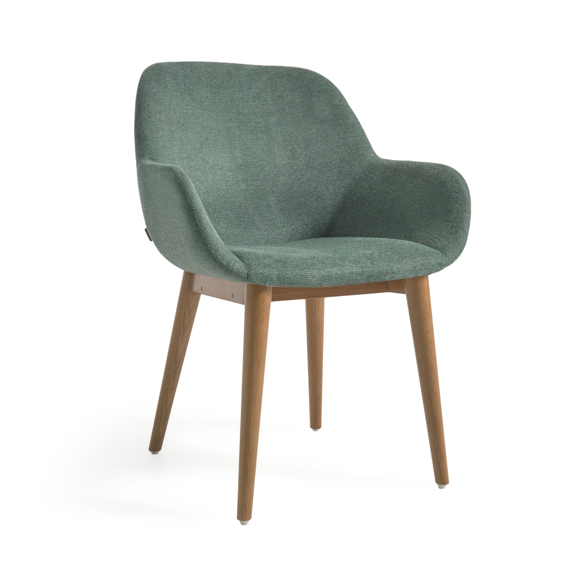 Konna chair in green with solid ash wood legs in a dark finish - Product Image