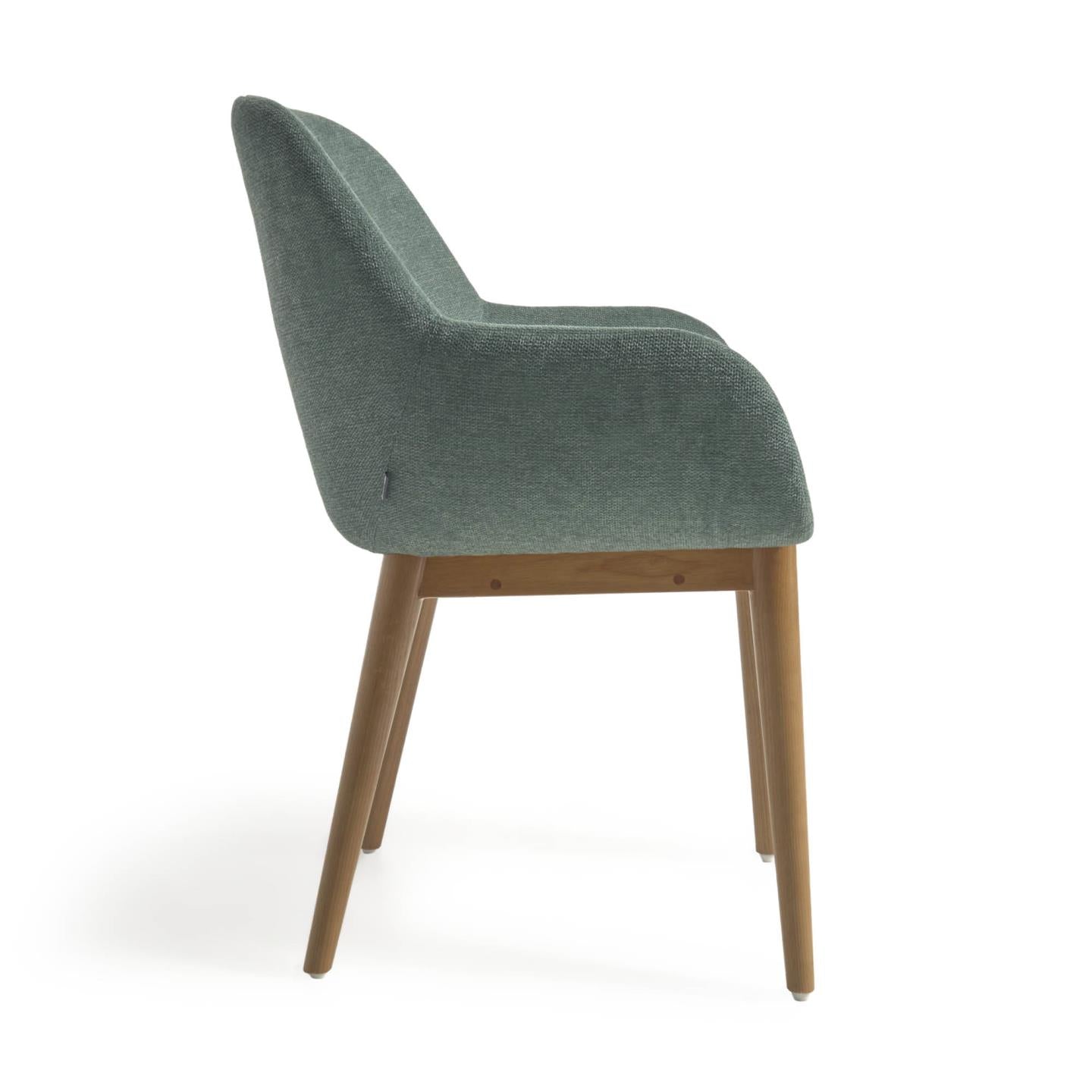 Konna chair in green with solid ash wood legs in a dark finish - Product Image
