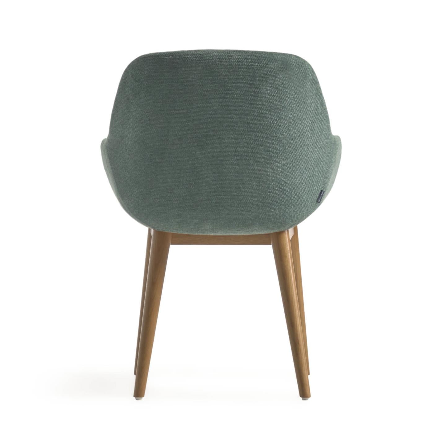 Konna chair in green with solid ash wood legs in a dark finish - Product Image