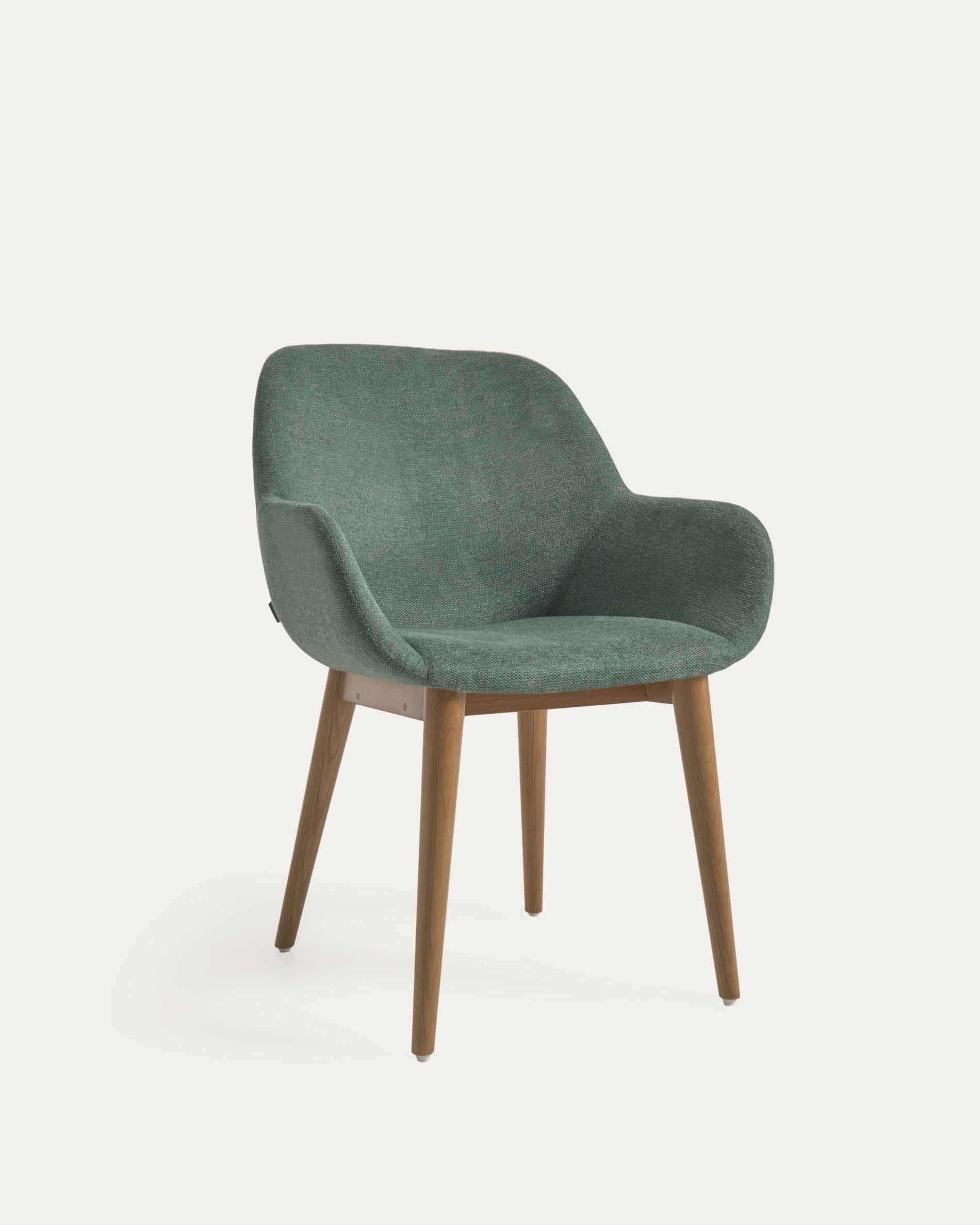 Konna chair in green with solid ash wood legs in a dark finish - Product View