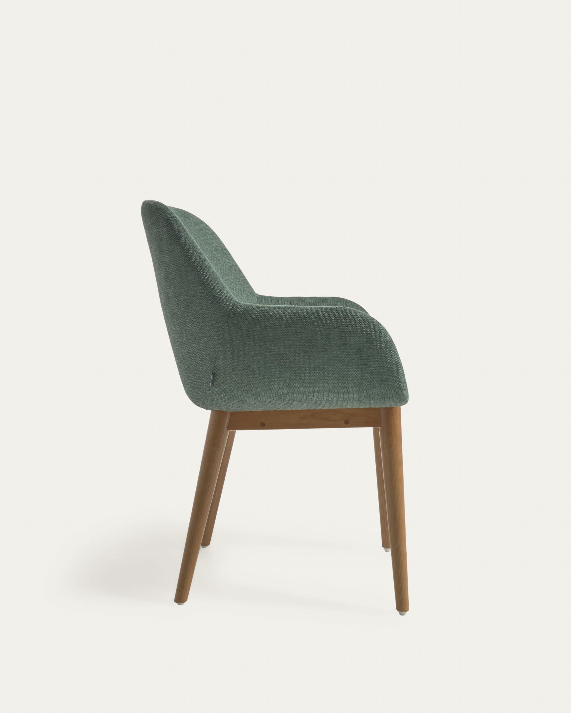 Konna chair in green with solid ash wood legs in a dark finish - Product View