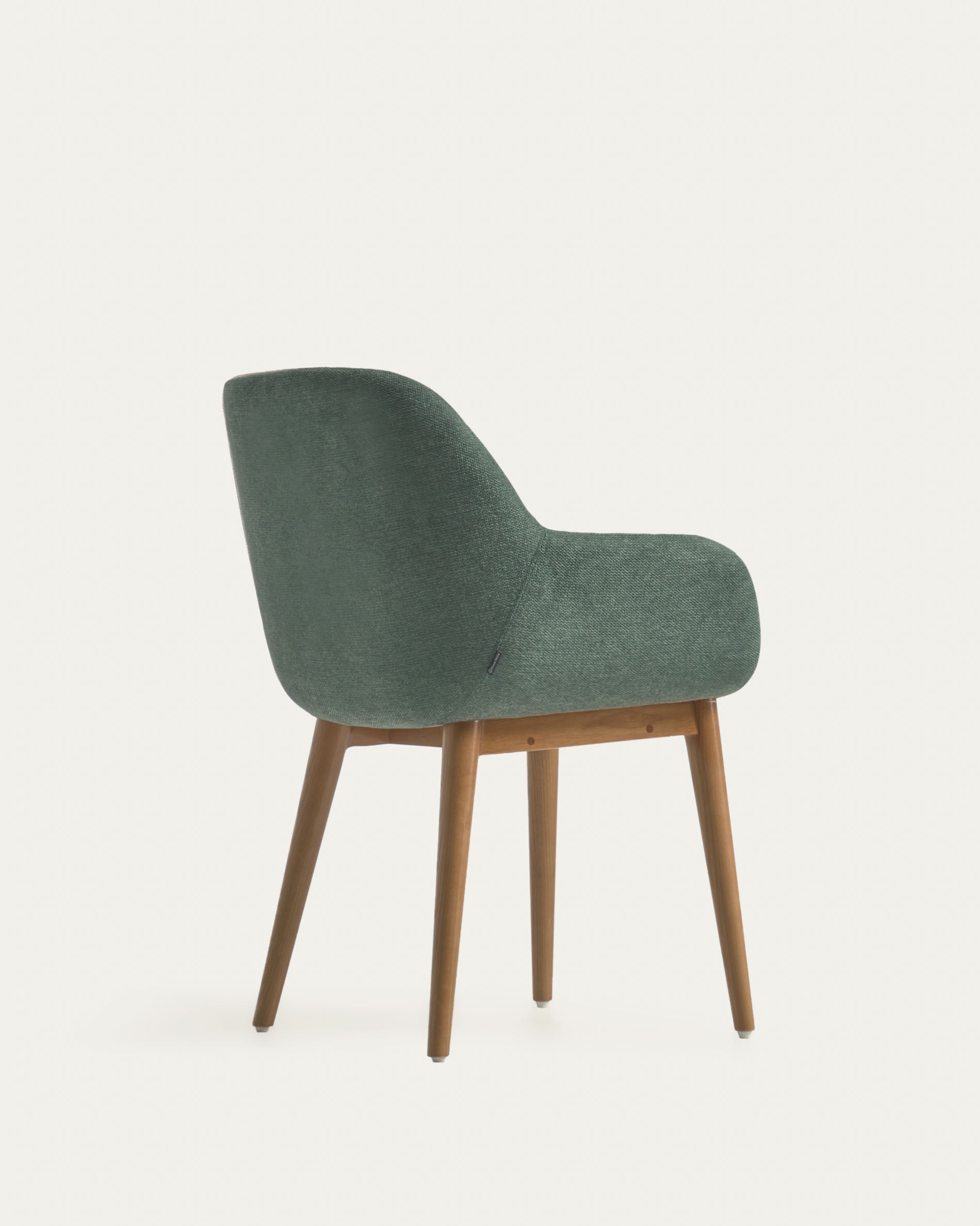 Konna chair in green with solid ash wood legs in a dark finish - Product View