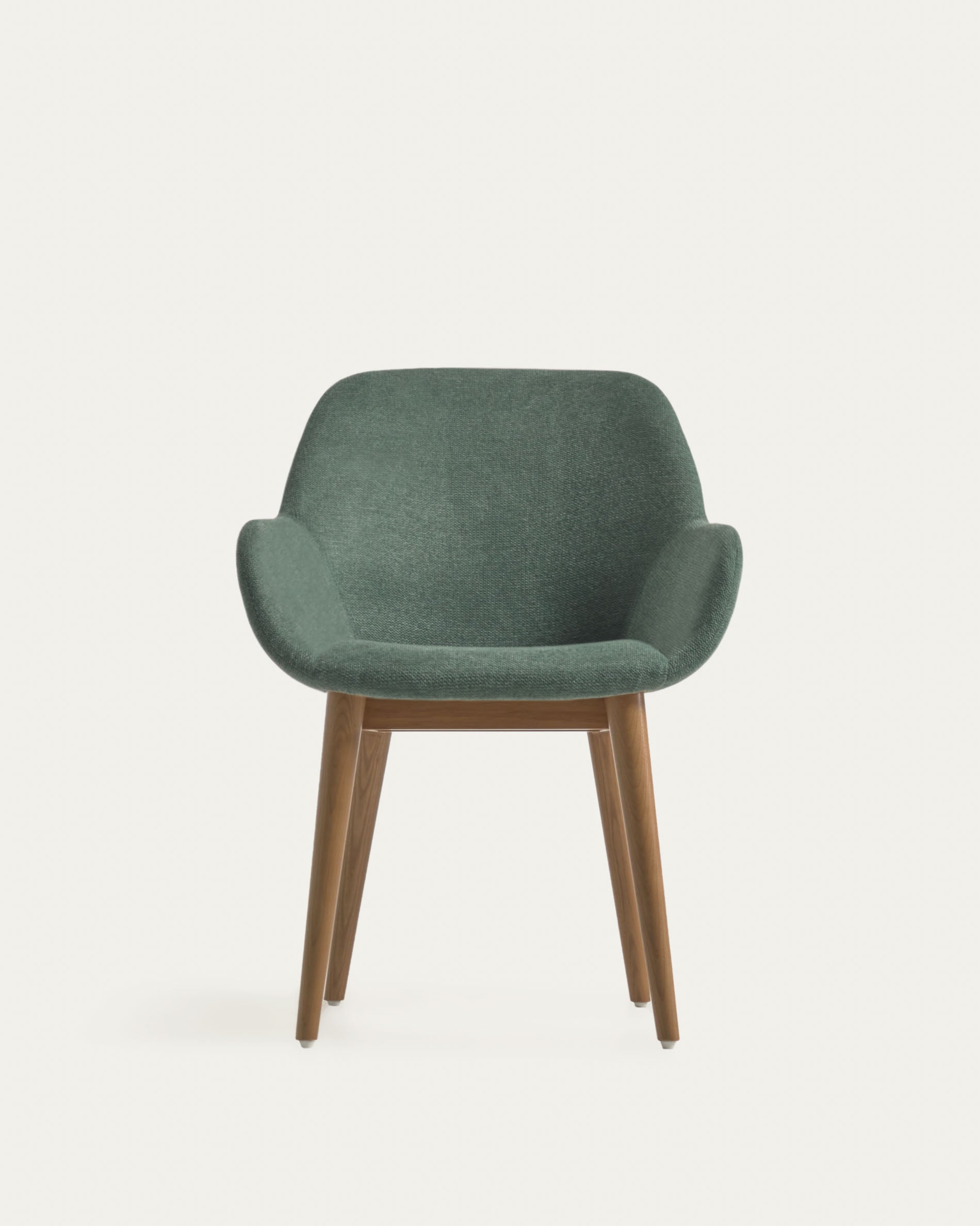 Konna chair in green with solid ash wood legs in a dark finish - Product View