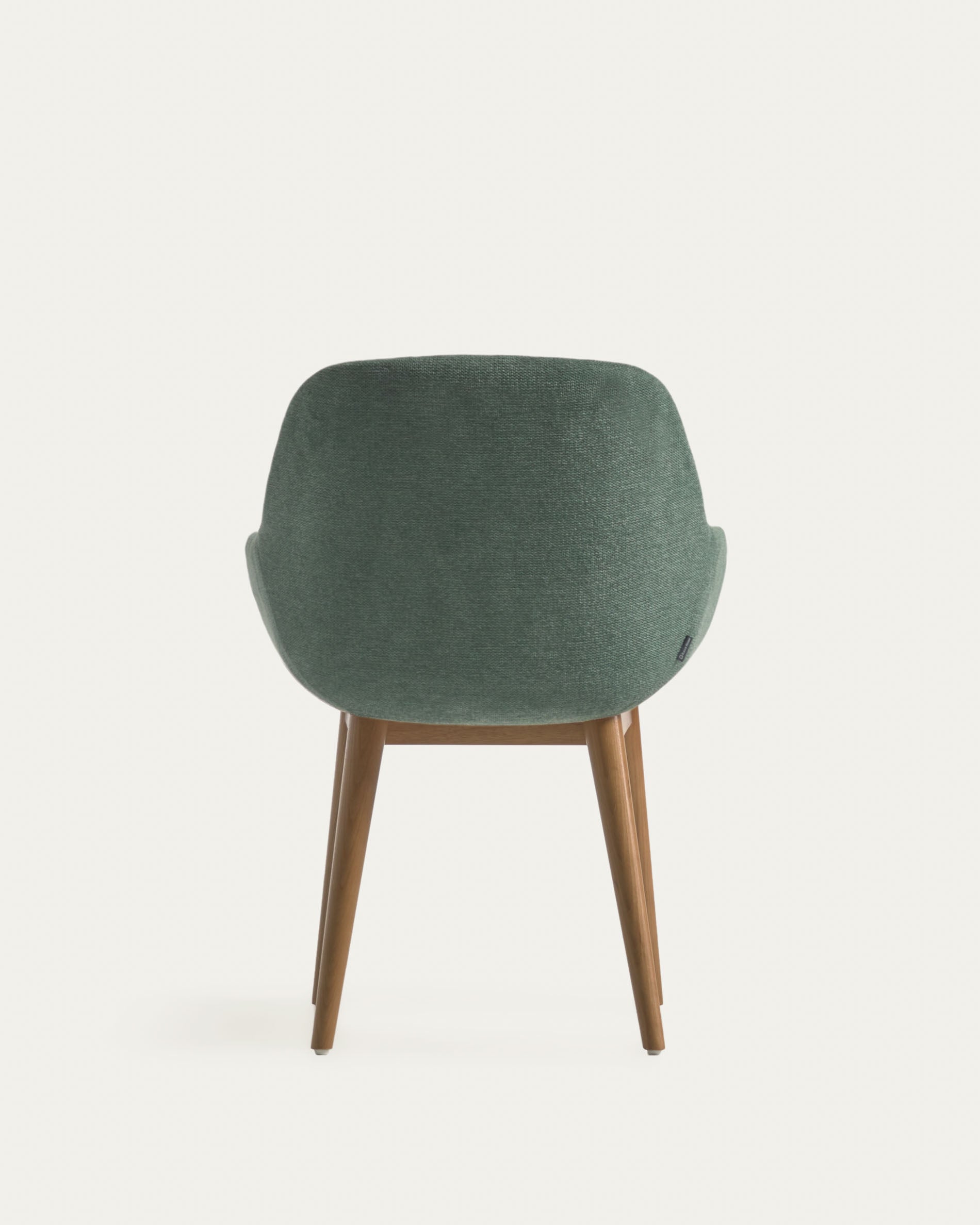 Konna chair in green with solid ash wood legs in a dark finish - Product View