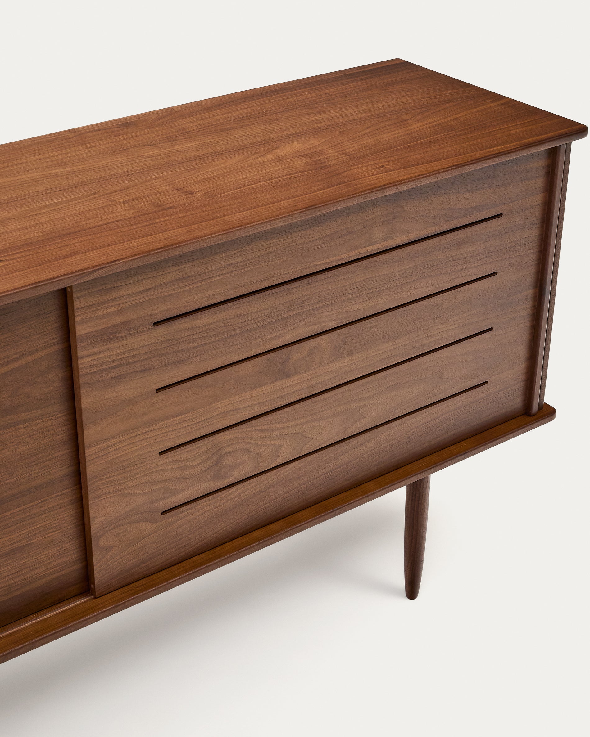 Carolin walnut wood veneer sideboard with 2 doors and 1 drawer, 180 x 83.8 cm - Detail