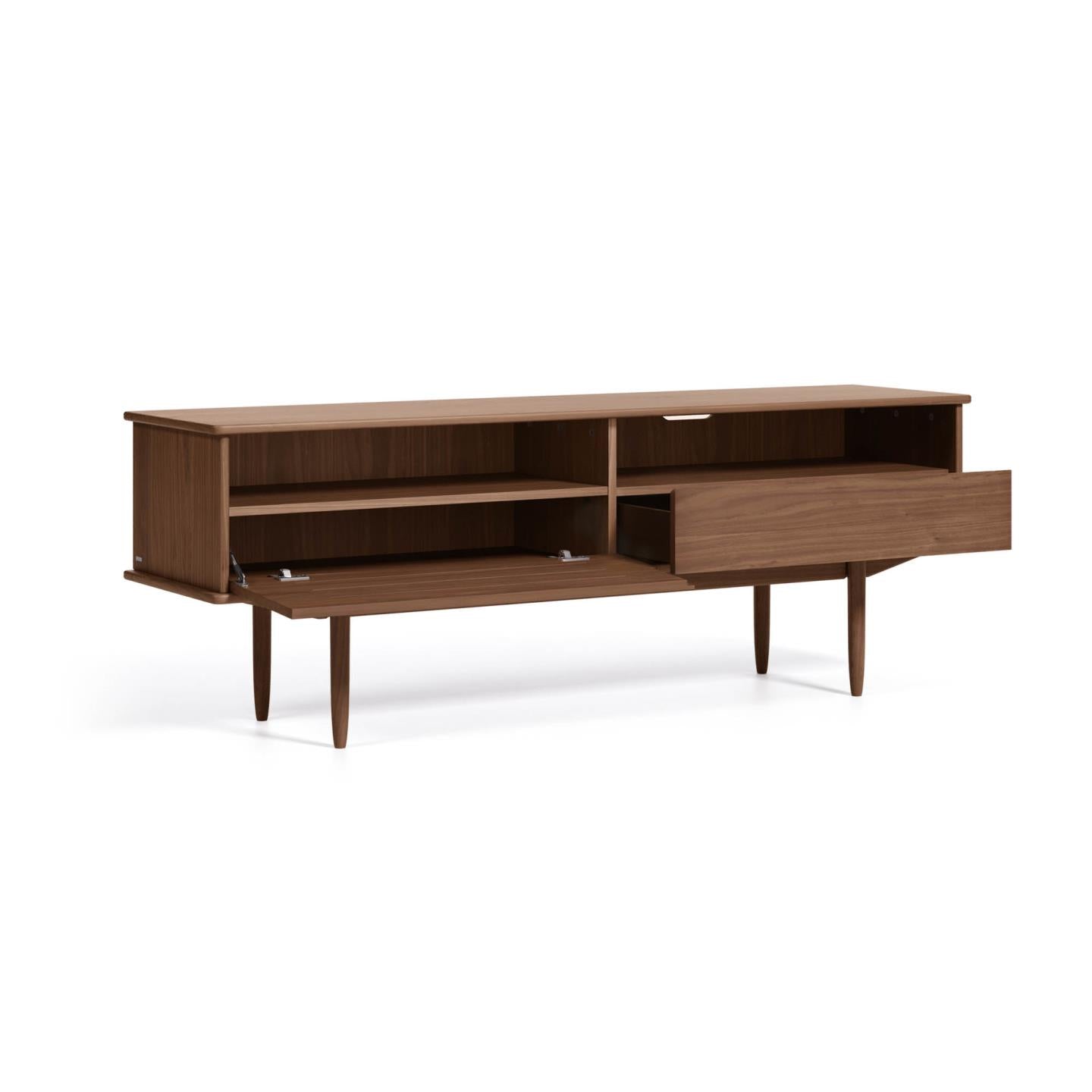 Carolin walnut wood veneer single door & drawer TV stand, 180 x 63.5 cm - Product Image