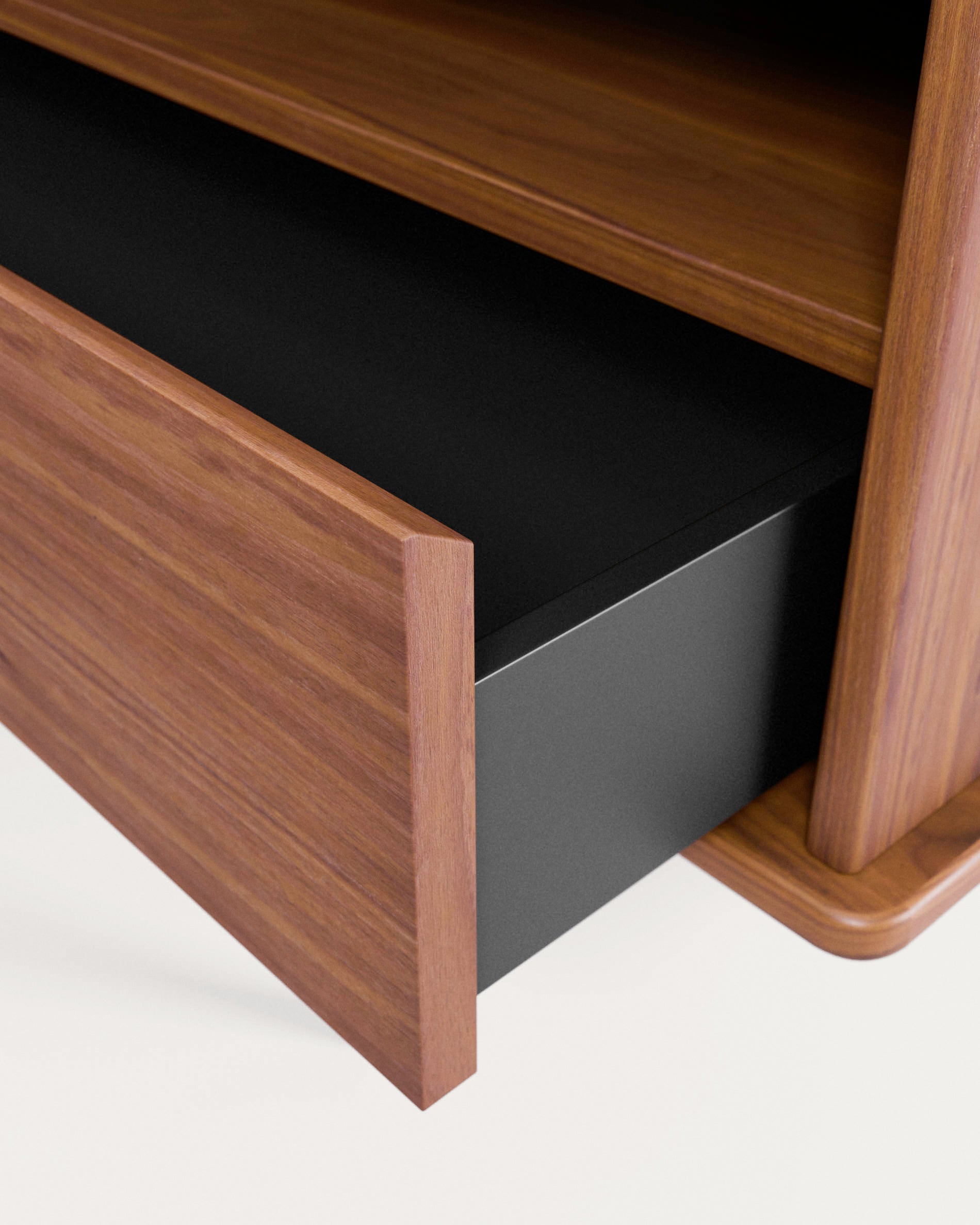 Carolin walnut wood veneer single door & drawer TV stand, 180 x 63.5 cm - Detail