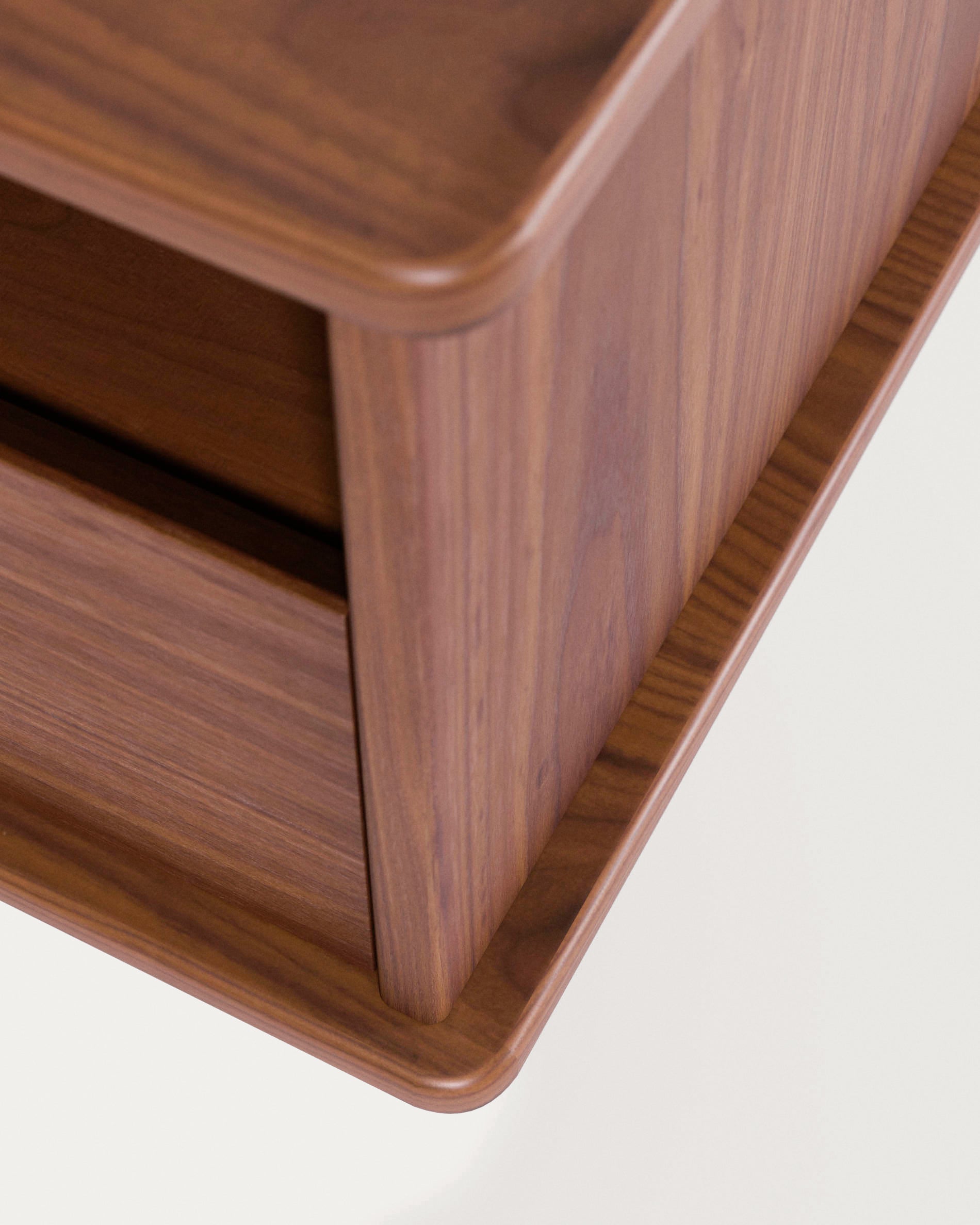 Carolin walnut wood veneer single door & drawer TV stand, 180 x 63.5 cm - Detail