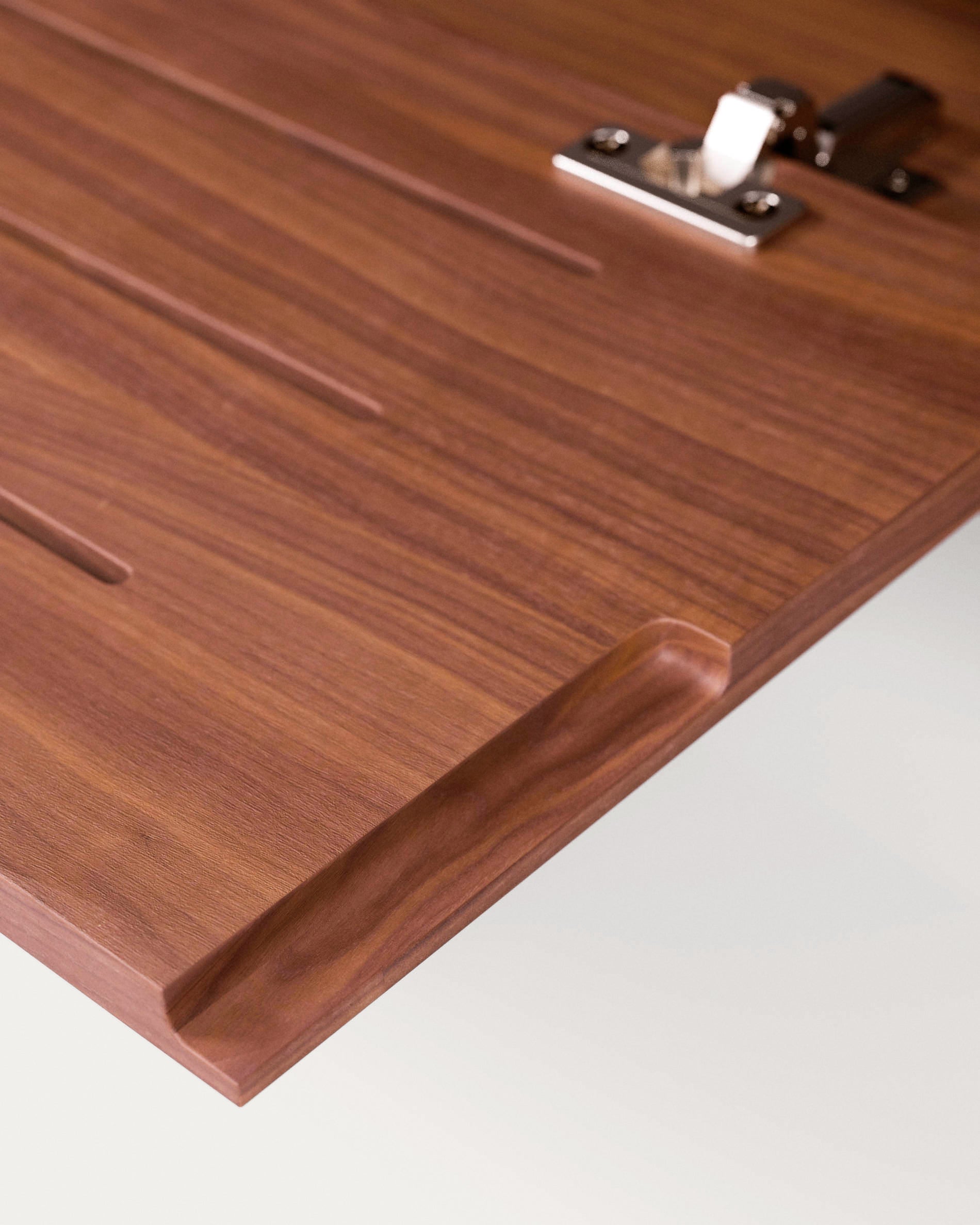 Carolin walnut wood veneer single door & drawer TV stand, 180 x 63.5 cm - Detail