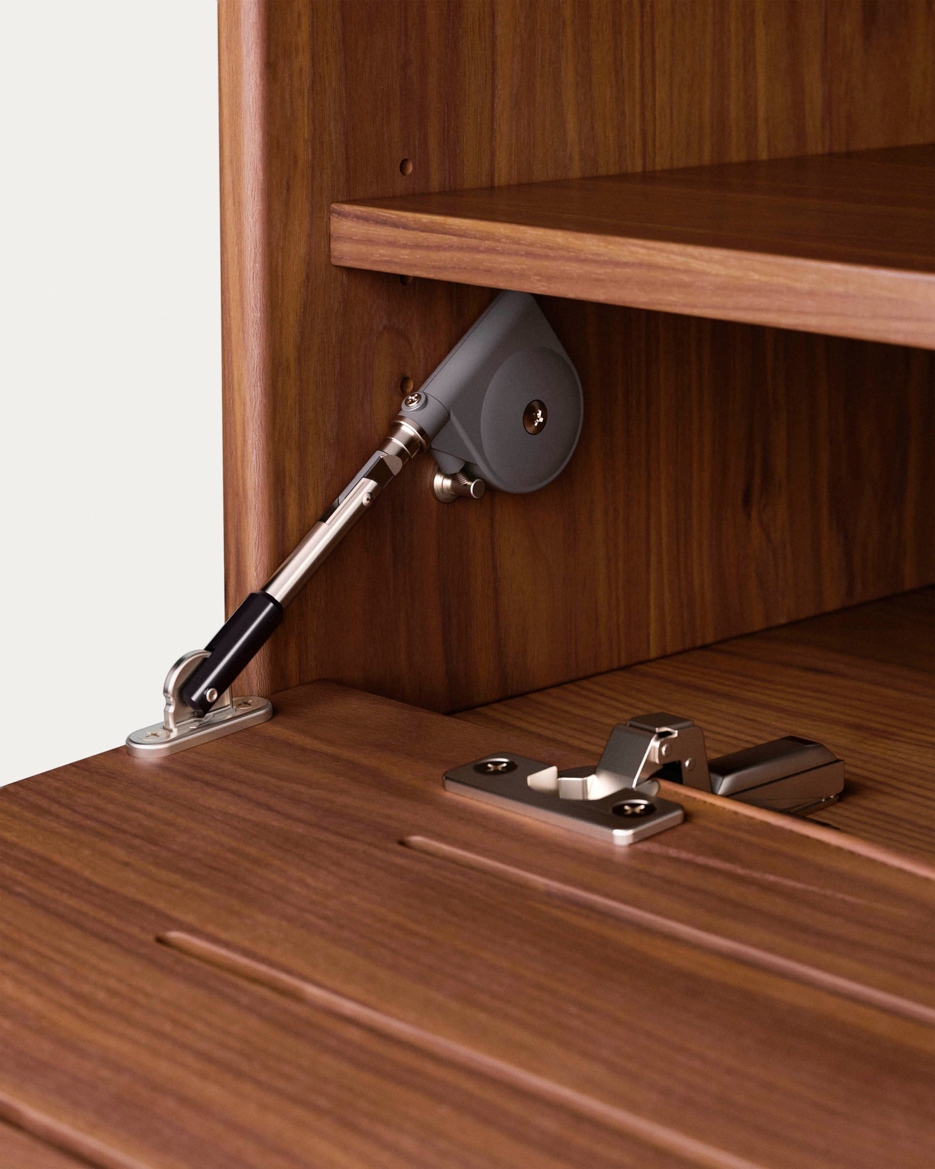 Carolin walnut wood veneer single door & drawer TV stand, 180 x 63.5 cm - Detail