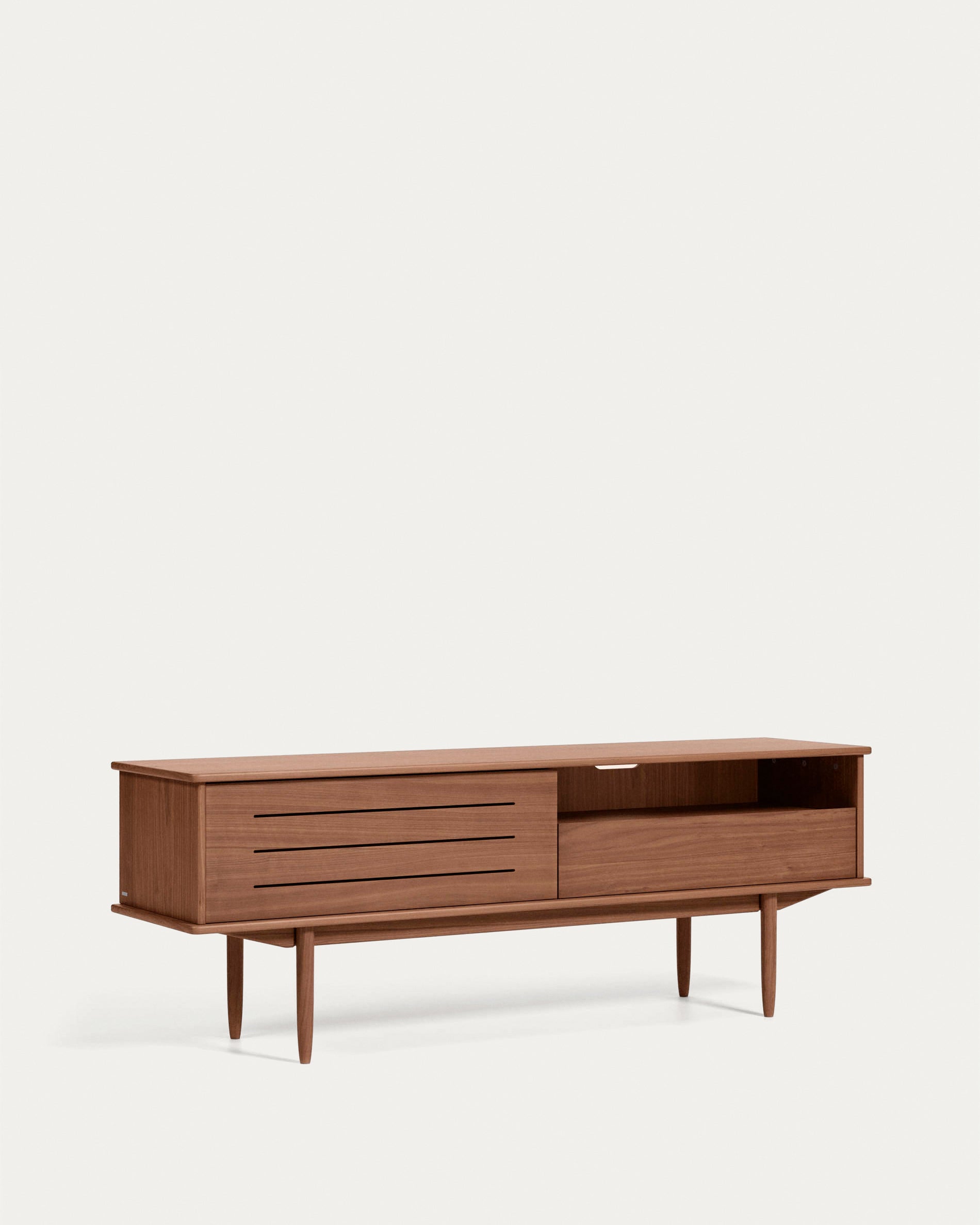 Carolin walnut wood veneer single door & drawer TV stand, 180 x 63.5 cm - Product View