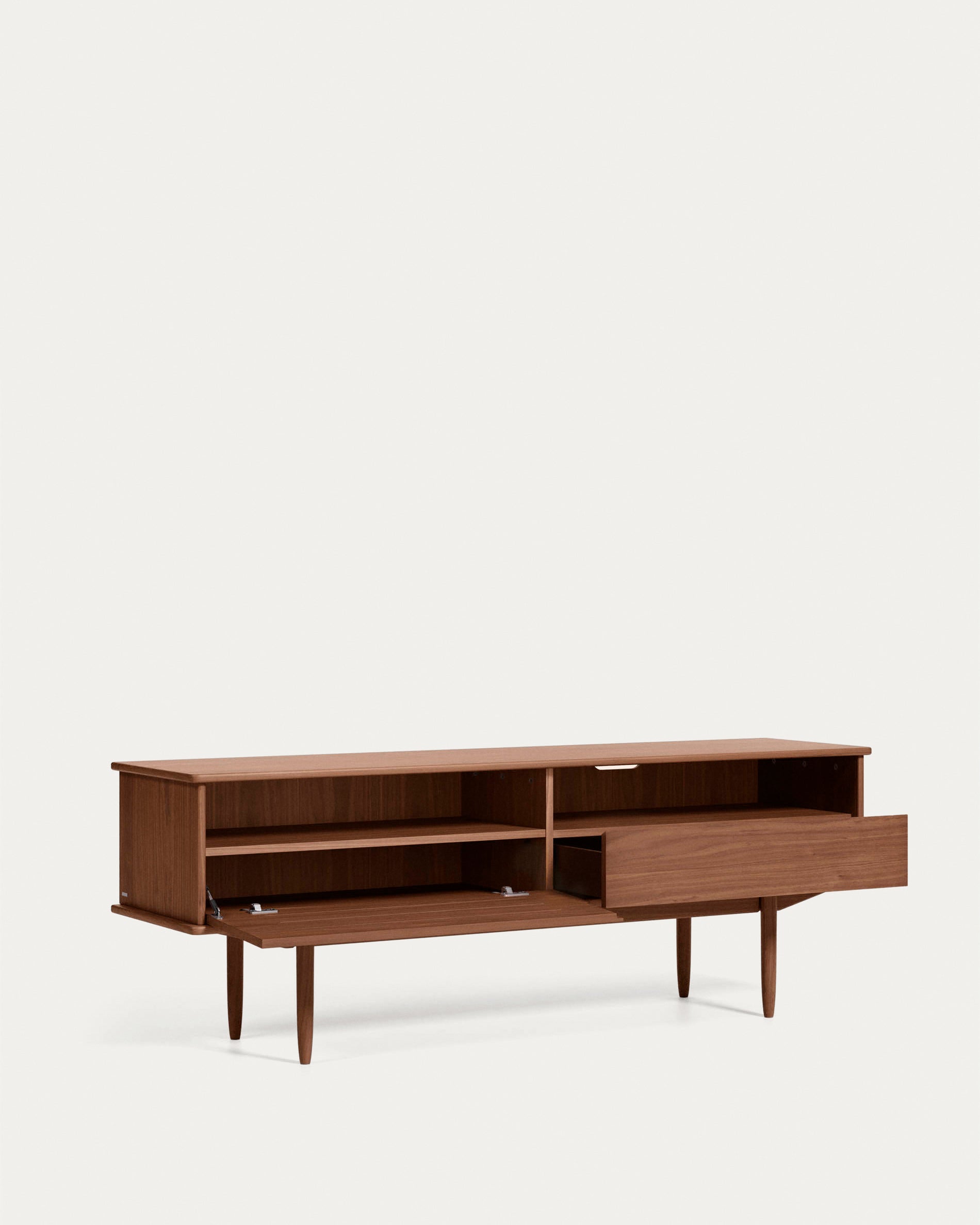 Carolin walnut wood veneer single door & drawer TV stand, 180 x 63.5 cm - Product View