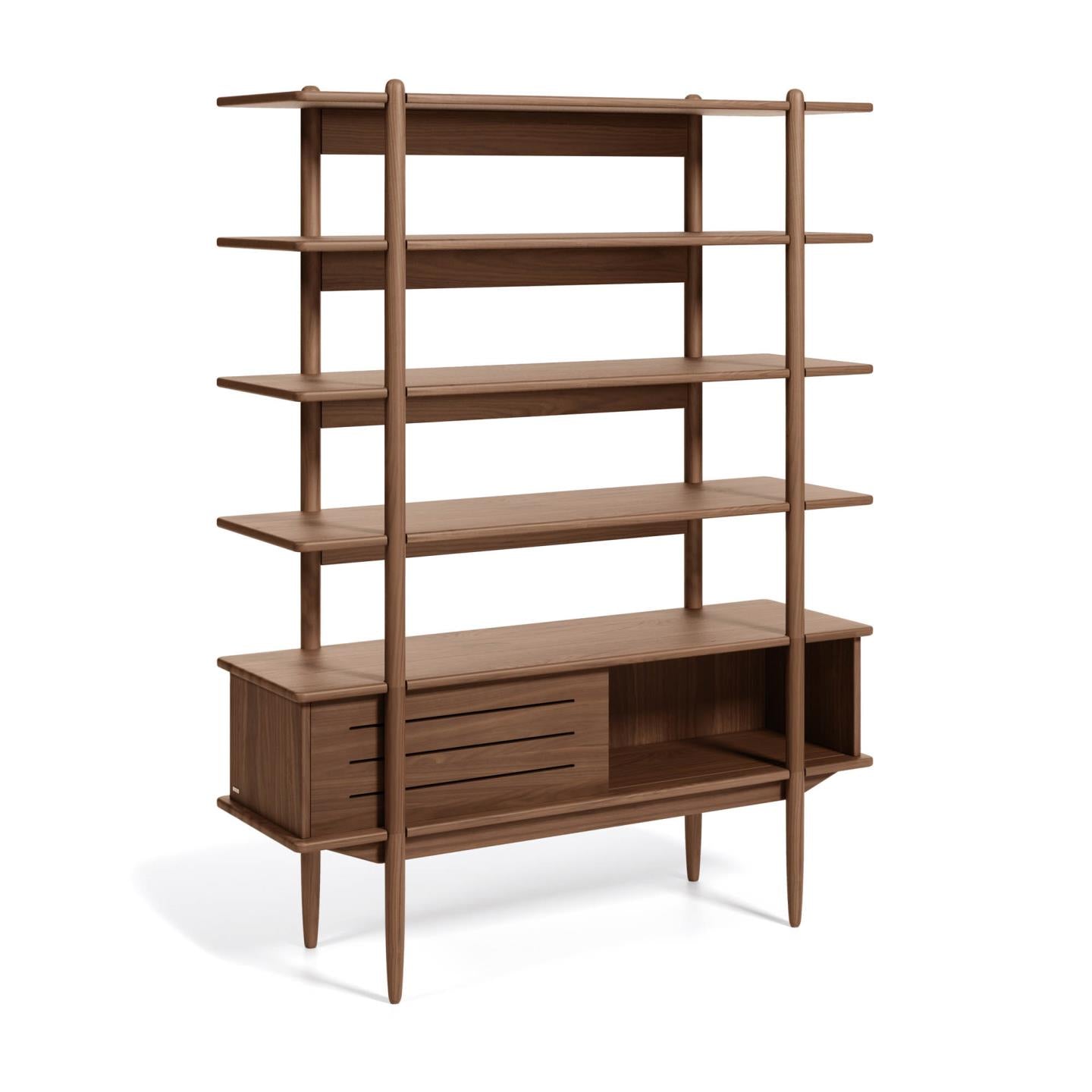 Carolin in veneered walnut shelf unit 130 x 169 cm - Product Image