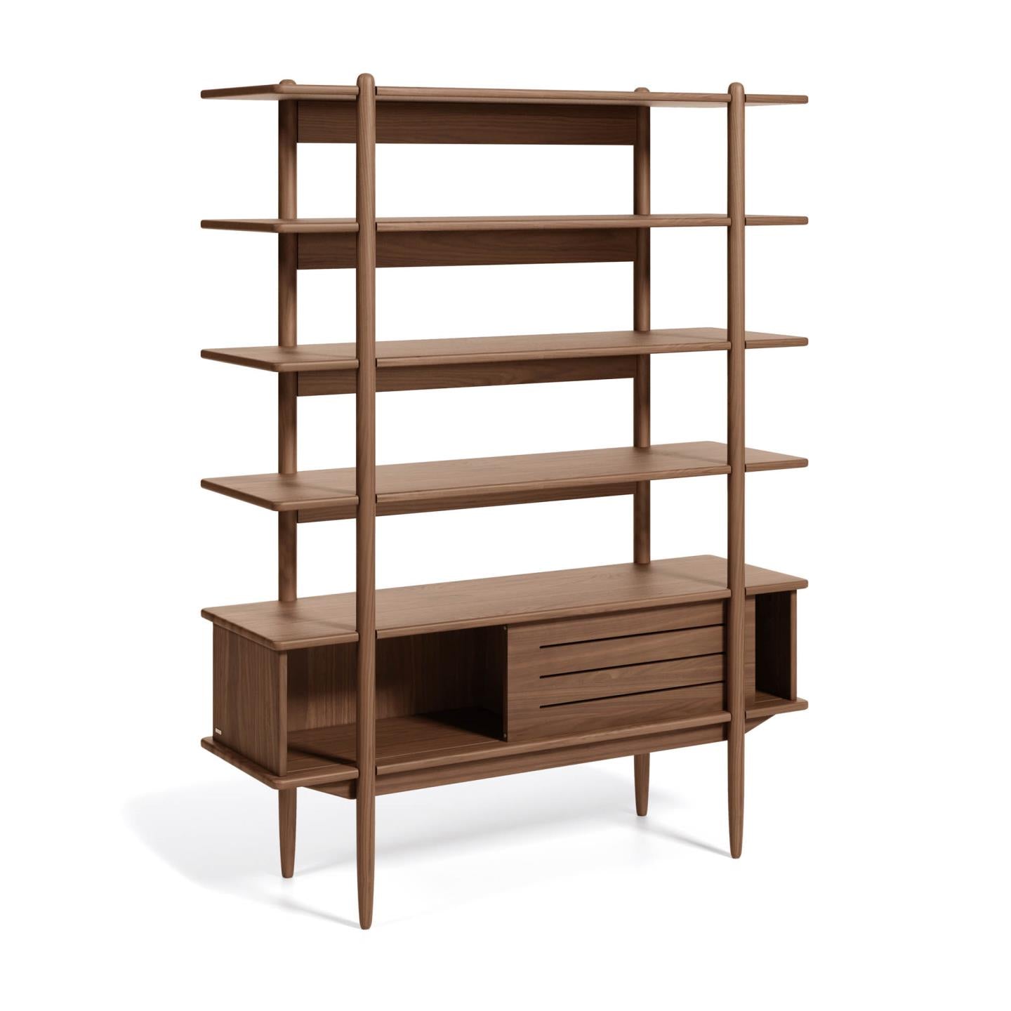 Carolin in veneered walnut shelf unit 130 x 169 cm - Product Image