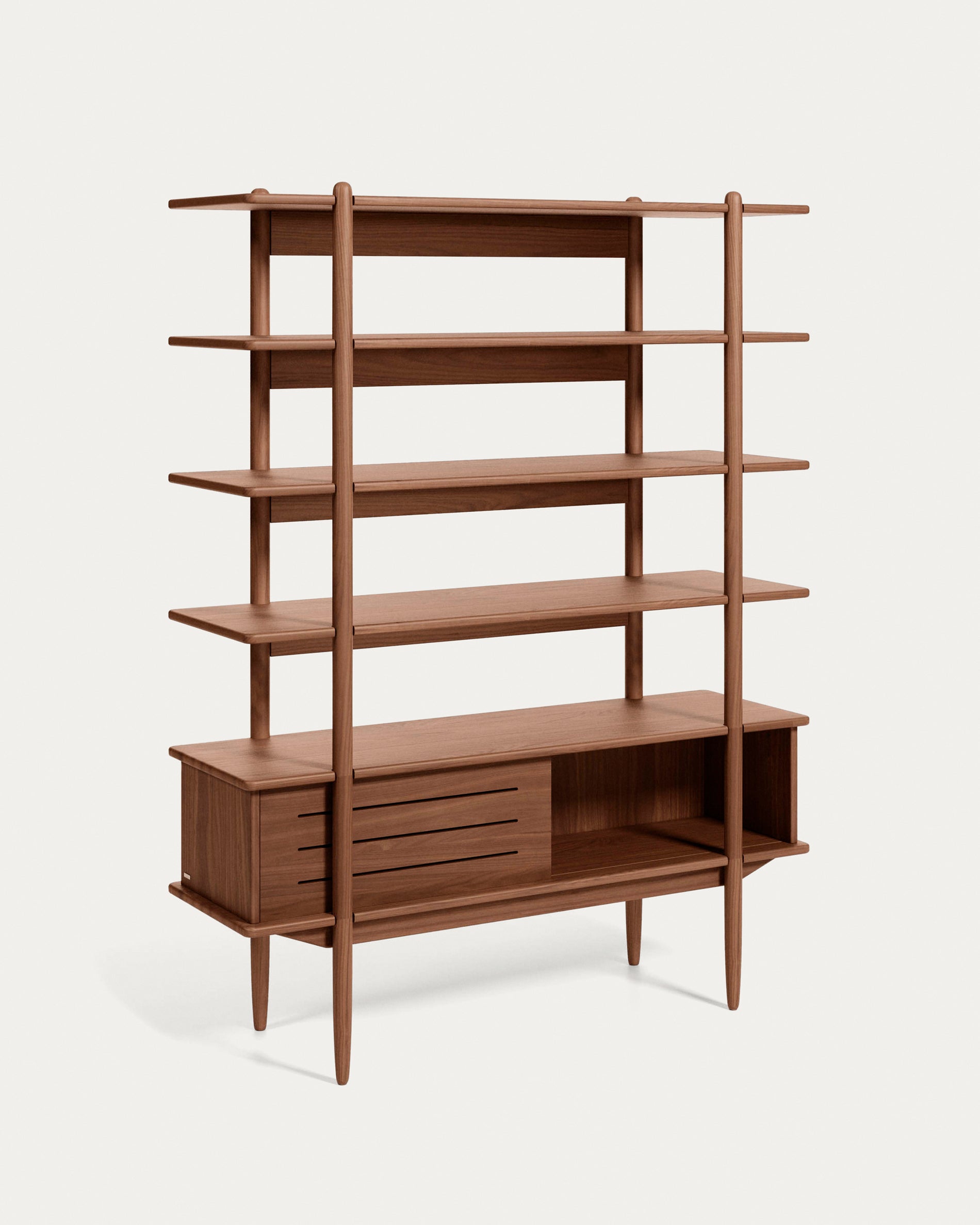 Carolin in veneered walnut shelf unit 130 x 169 cm - Product View
