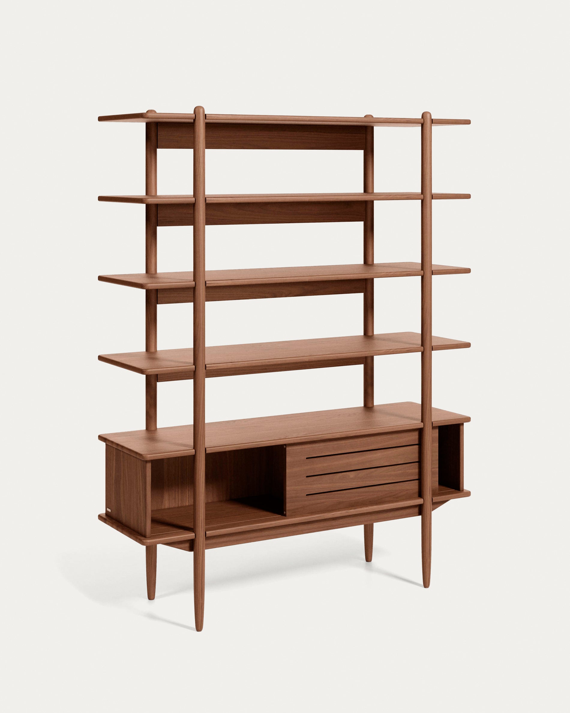 Carolin in veneered walnut shelf unit 130 x 169 cm - Product View
