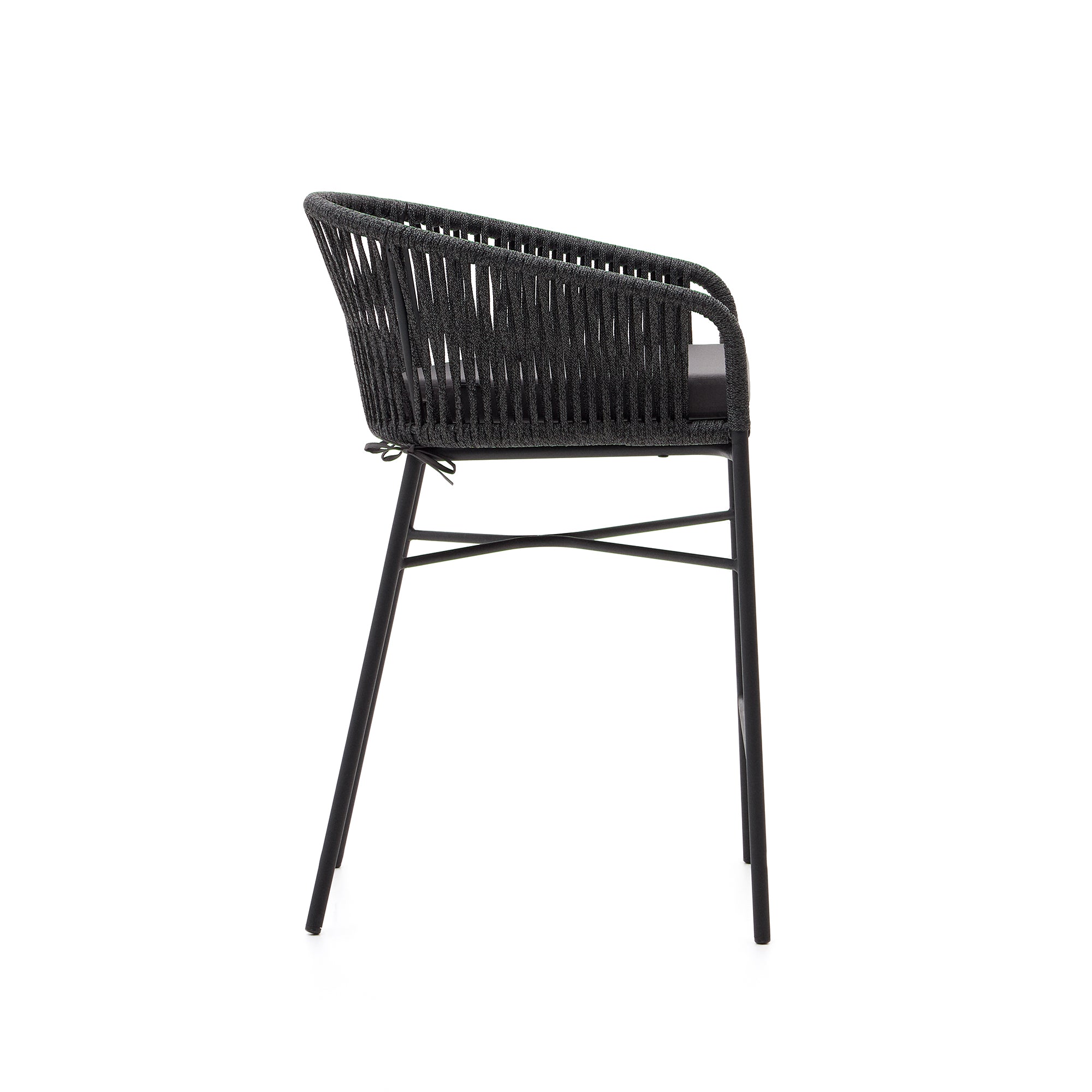 Yanet rope stool in black 65 cm in height - Product Image