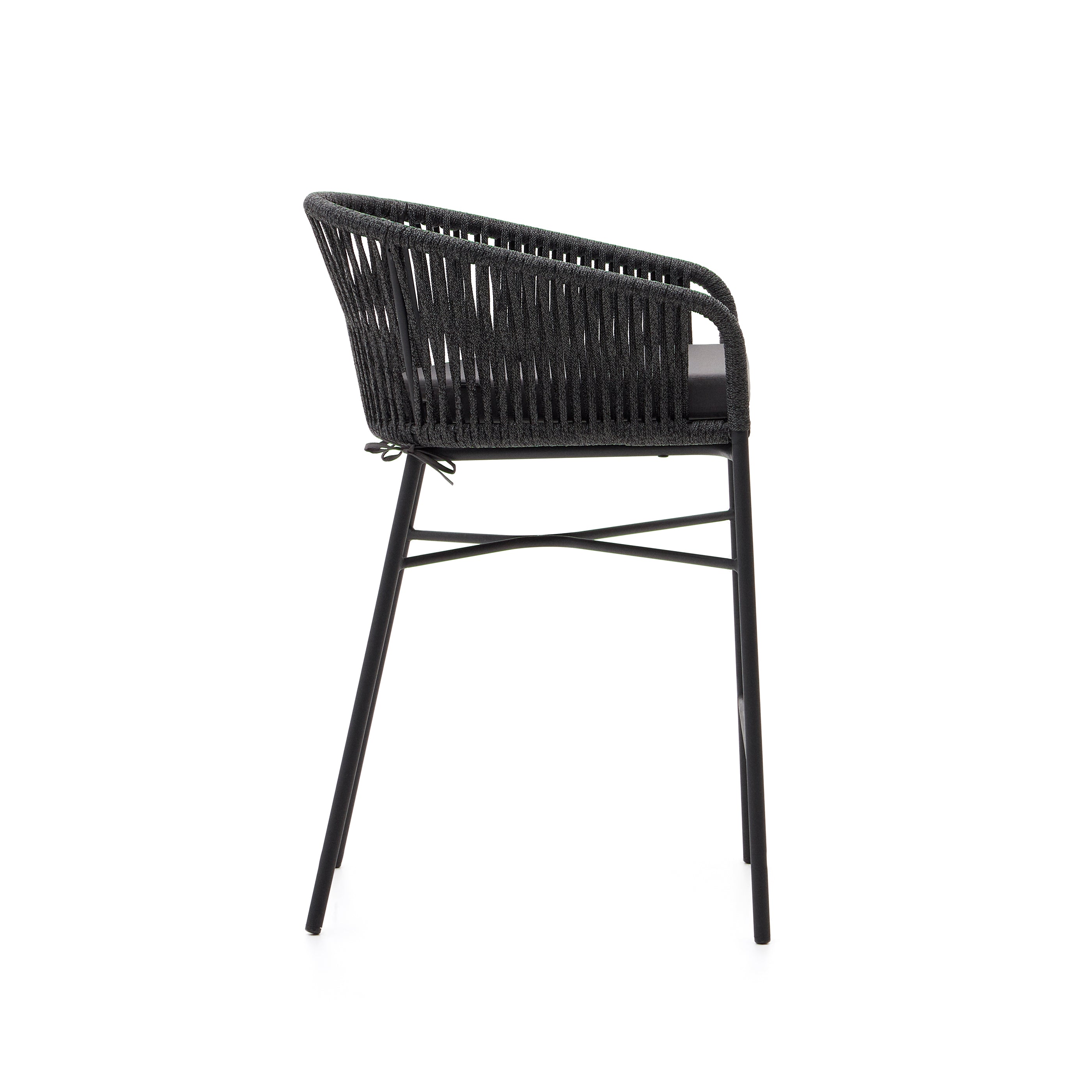 Yanet rope stool in black 65 cm in height - Product Image