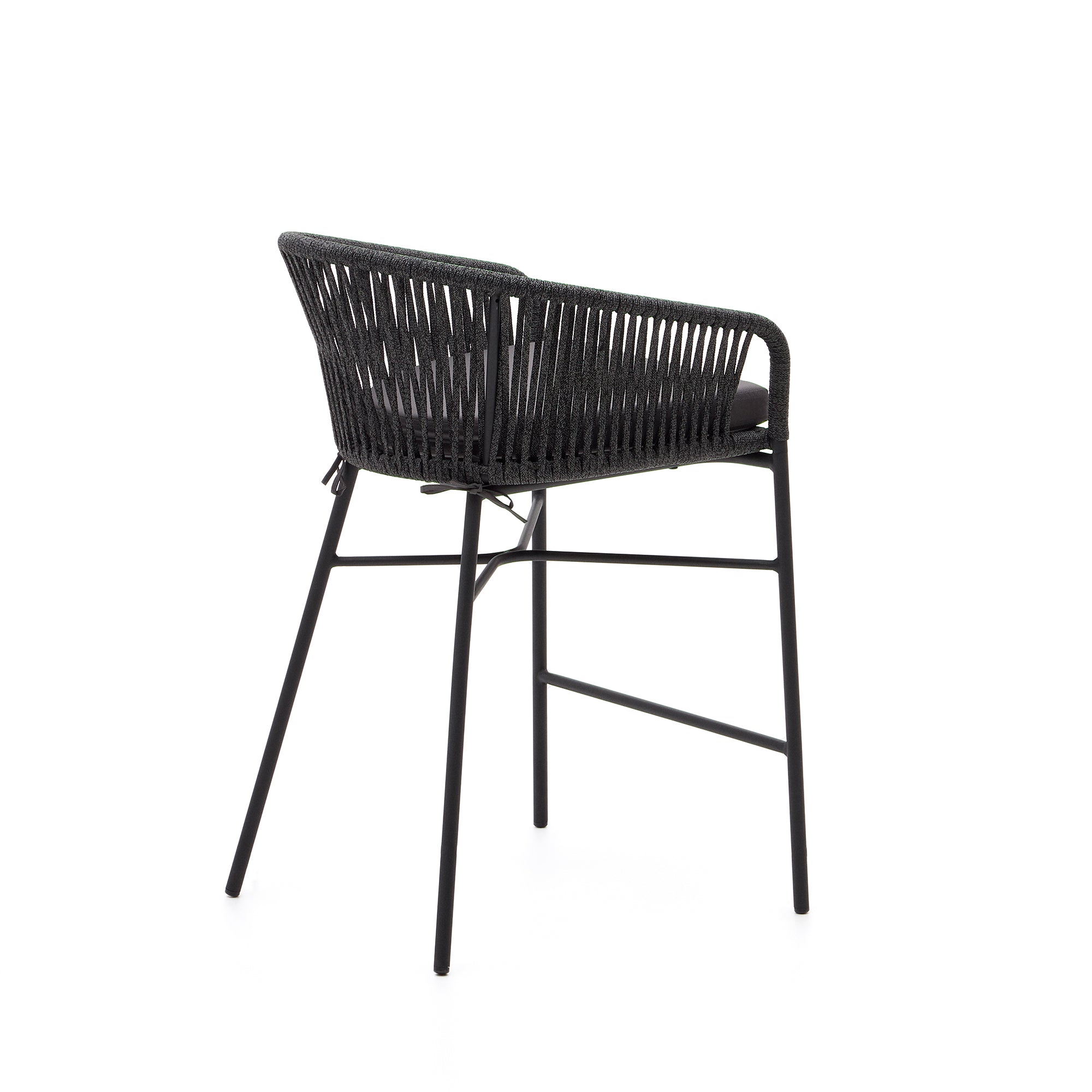 Yanet rope stool in black 65 cm in height - Product Image