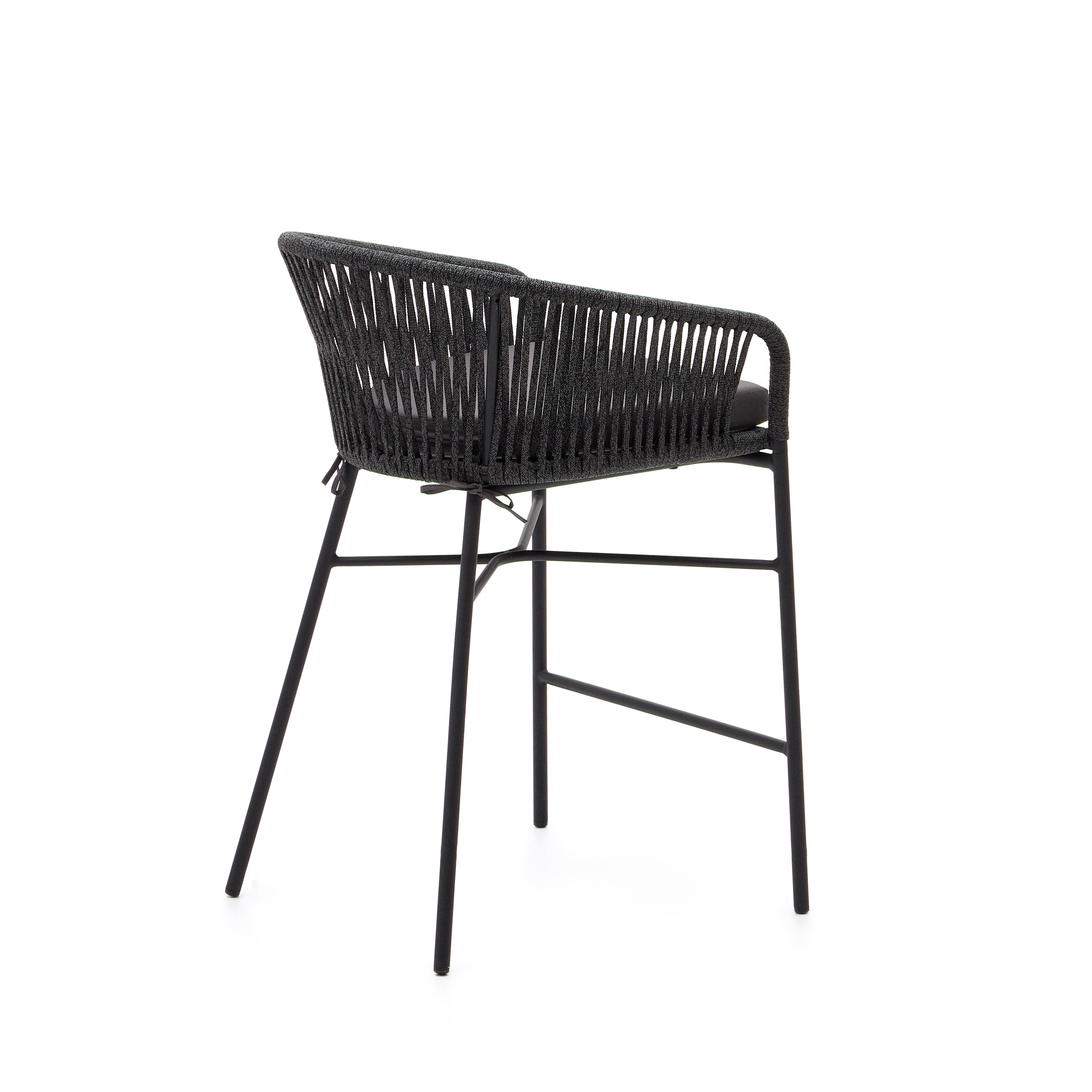 Yanet rope stool in black 65 cm in height - Product Image