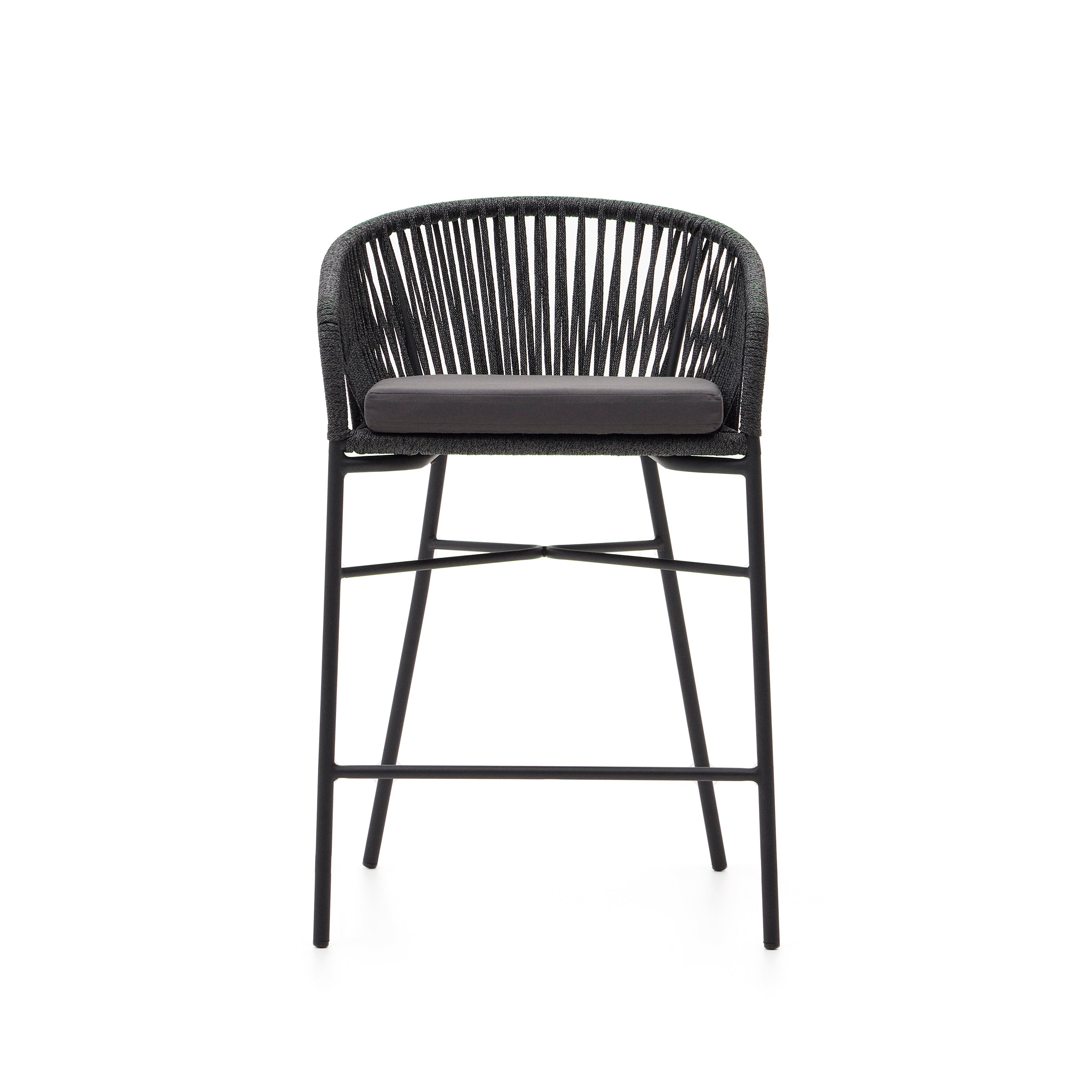 Yanet rope stool in black 65 cm in height - Product Image