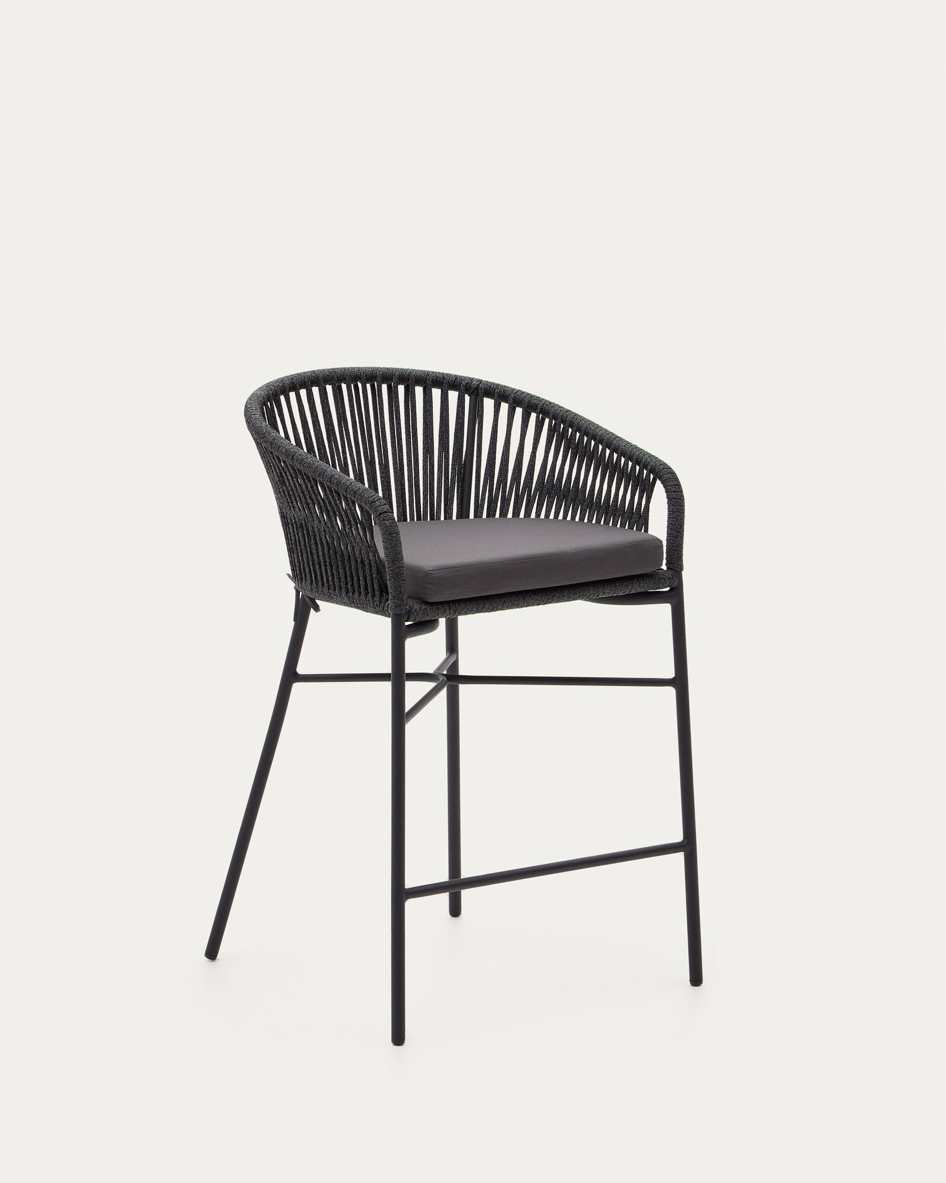 Yanet rope stool in black 65 cm in height - Product View