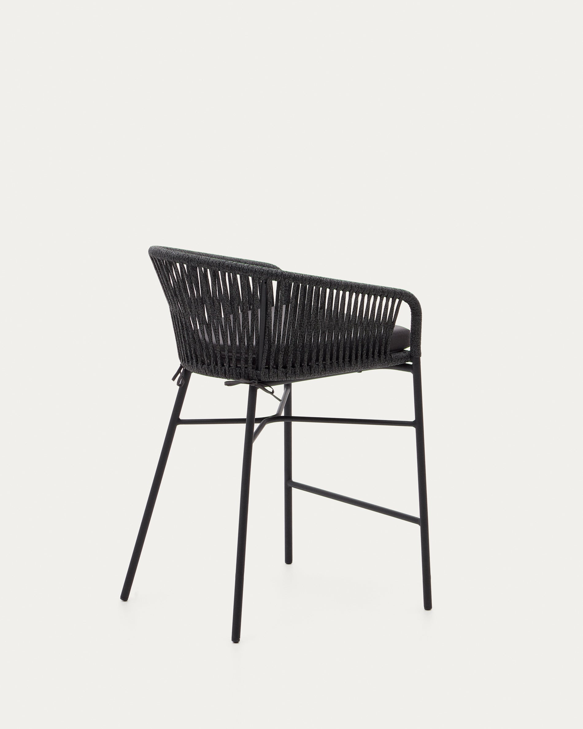 Yanet rope stool in black 65 cm in height - Product View
