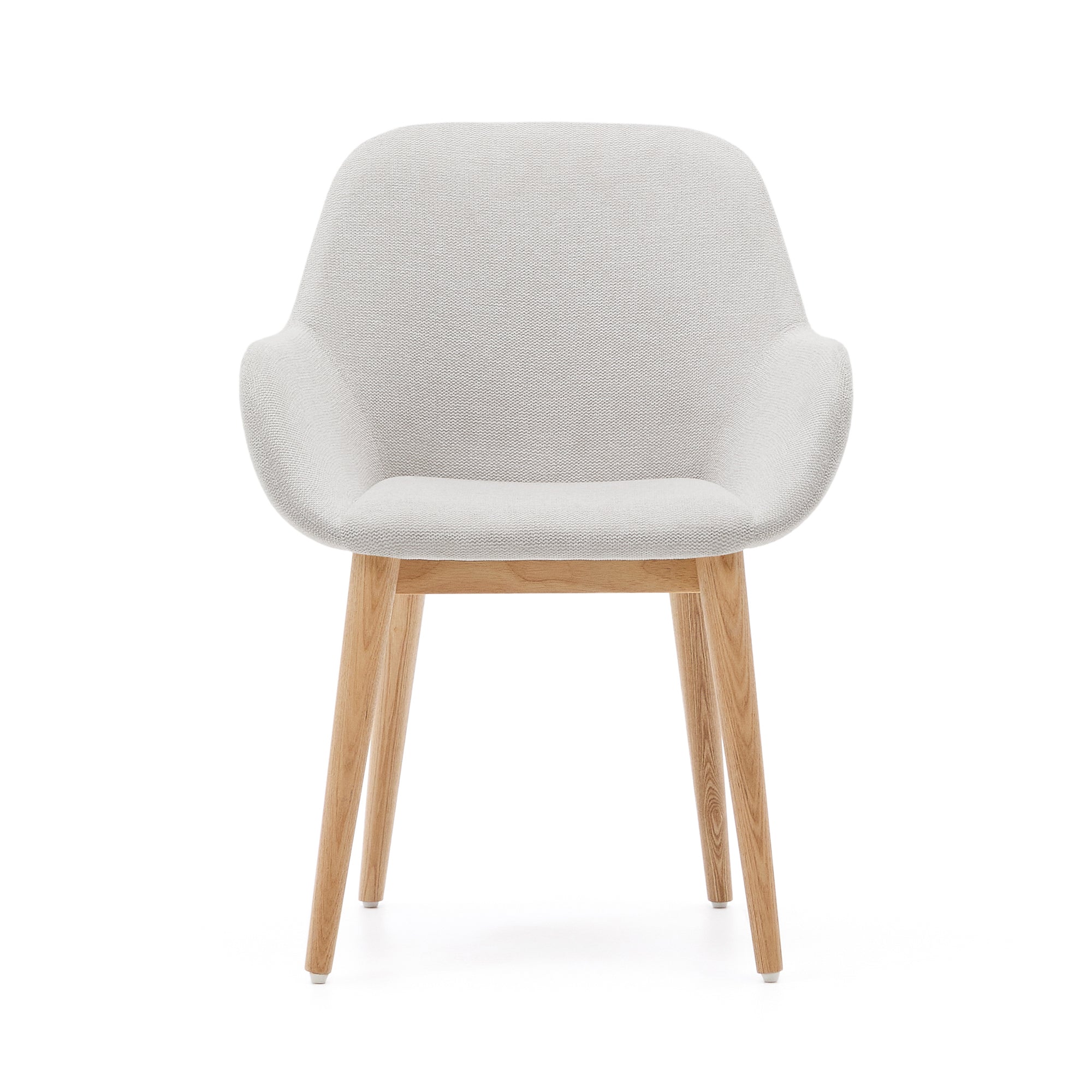 Konna chair in beige color with natural finished solid ash wood legs