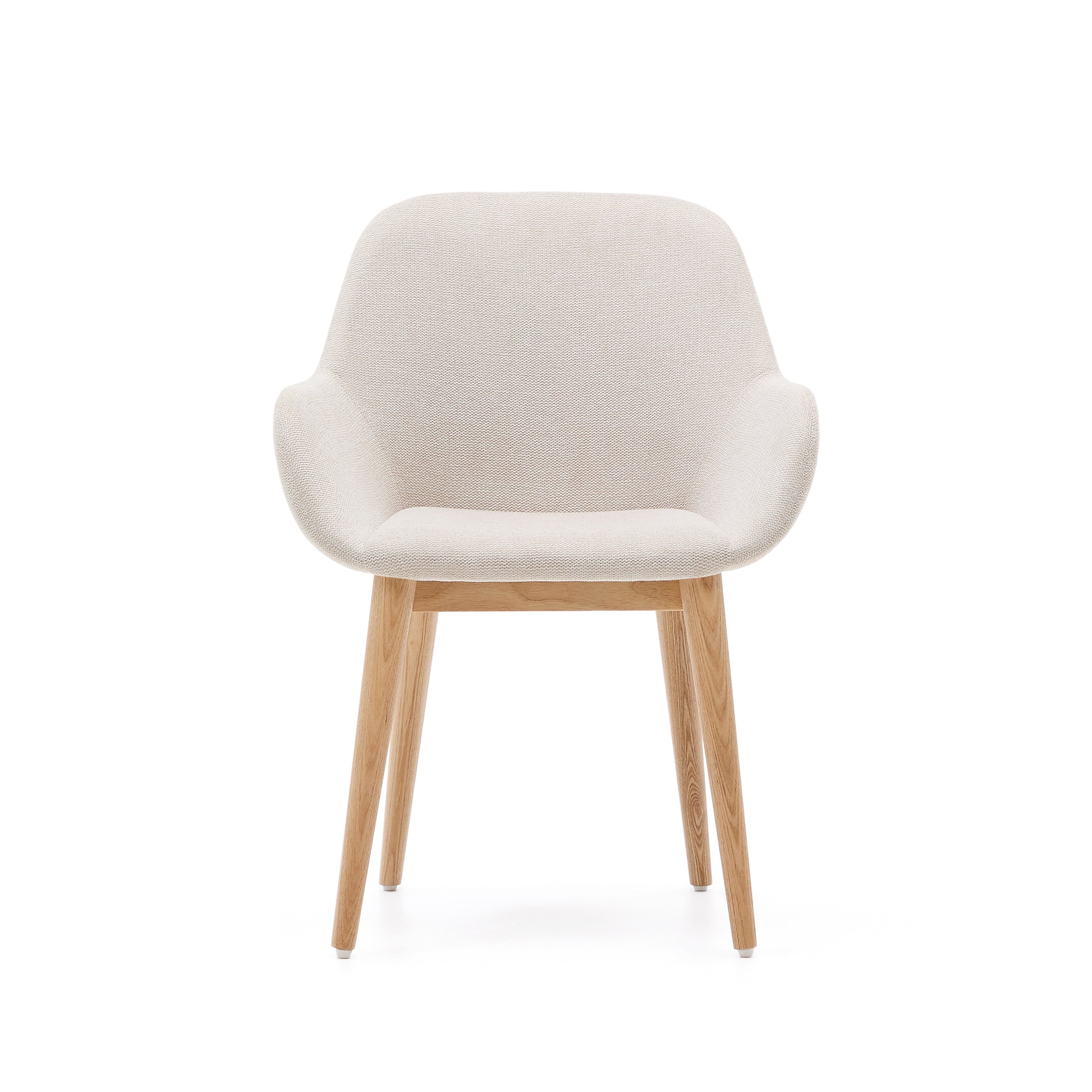 Konna chair in beige with solid ash wood legs in a natural finish - Product Image