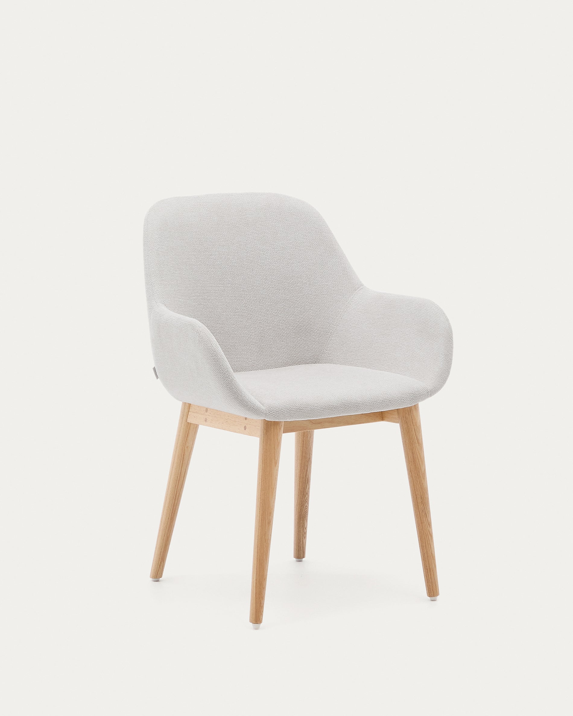 Konna chair in beige color with natural finished solid ash wood legs