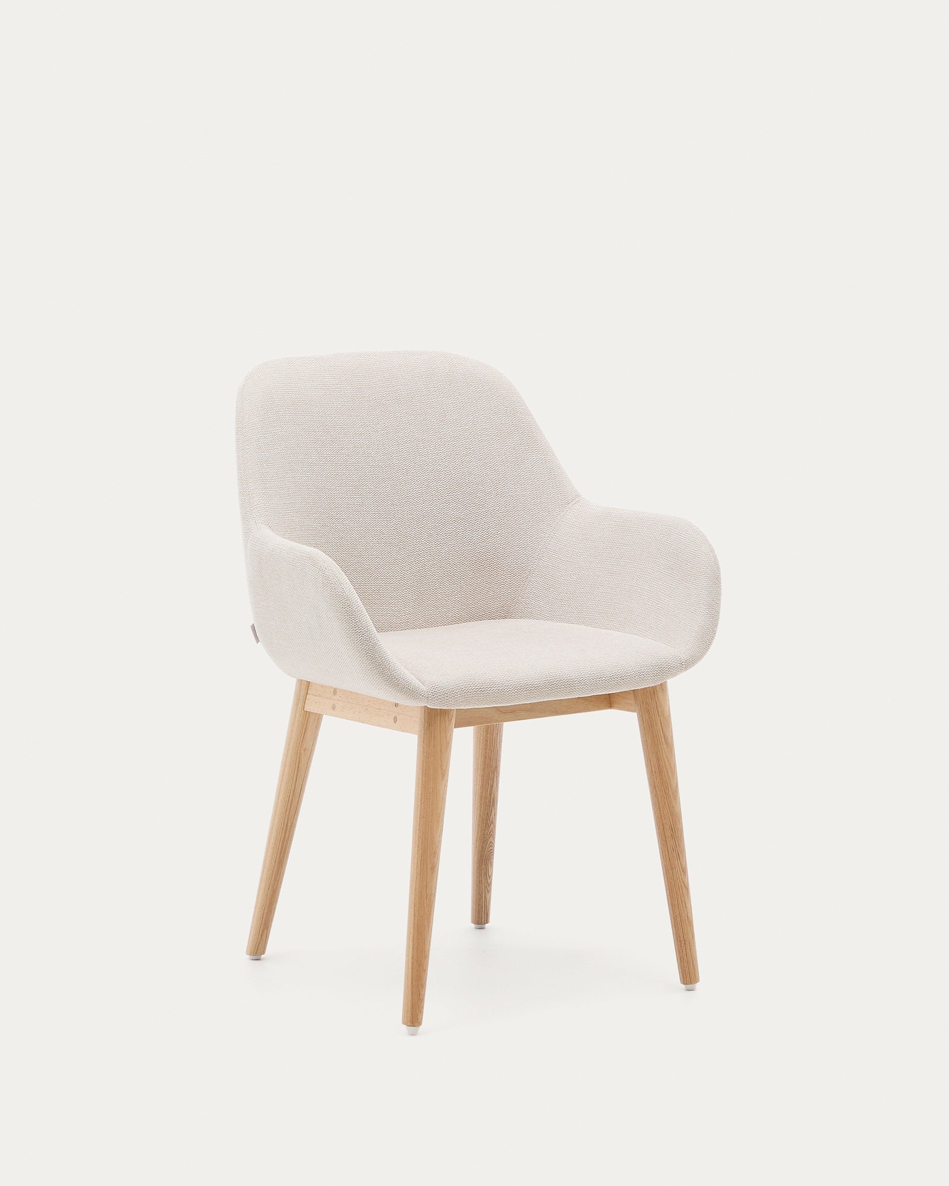 Konna chair in beige with solid ash wood legs in a natural finish - Product View