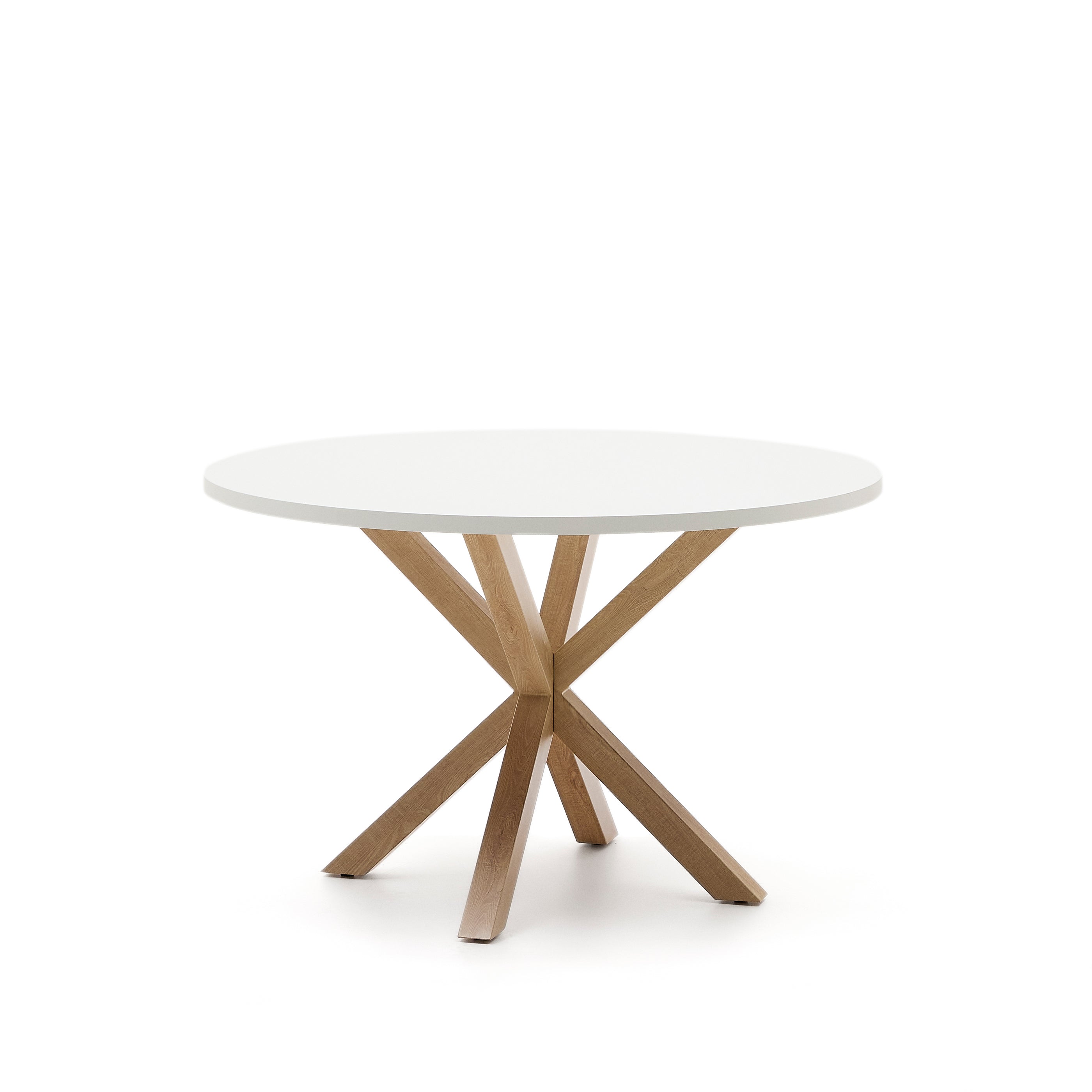 Argo round table in melamine with white finish and wood effect steel legs Ø 120 cm - Product Image