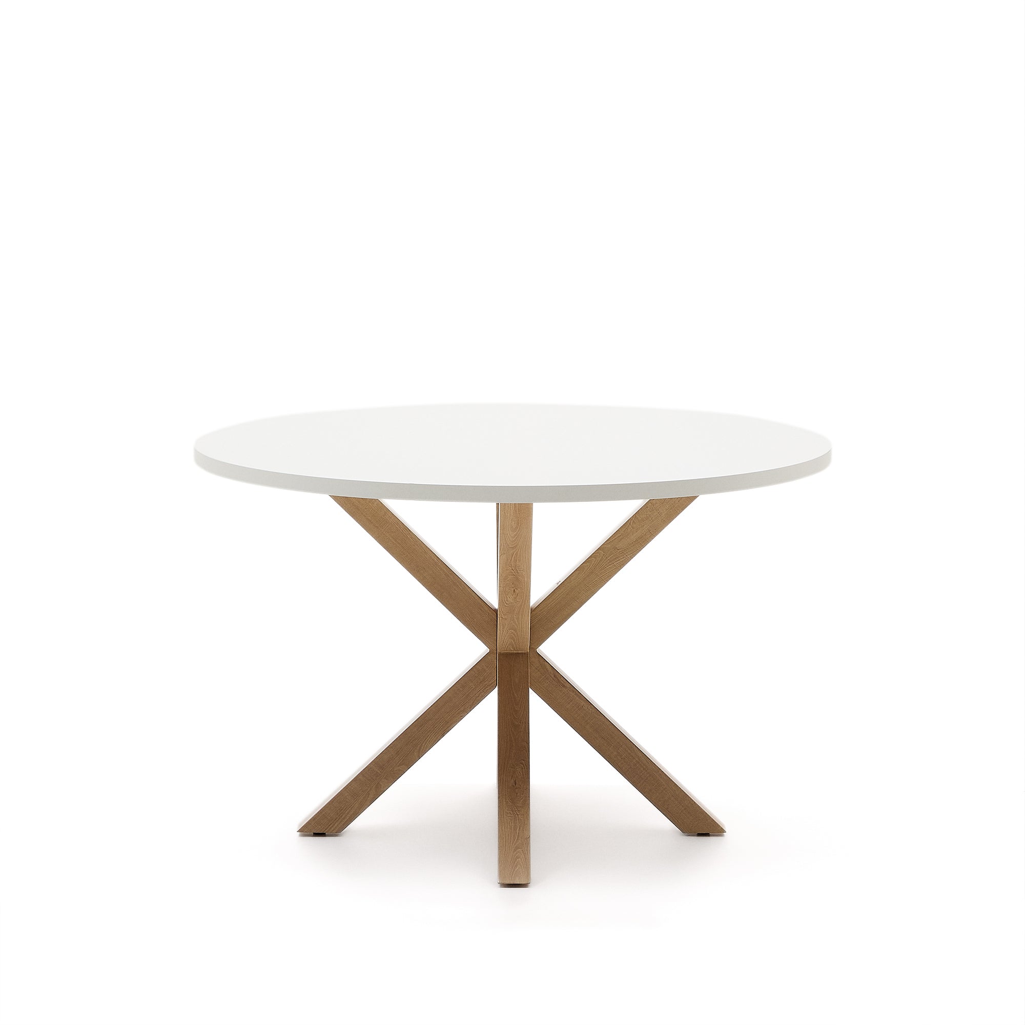 Argo round table in melamine with white finish and wood effect steel legs Ø 120 cm - Product Image