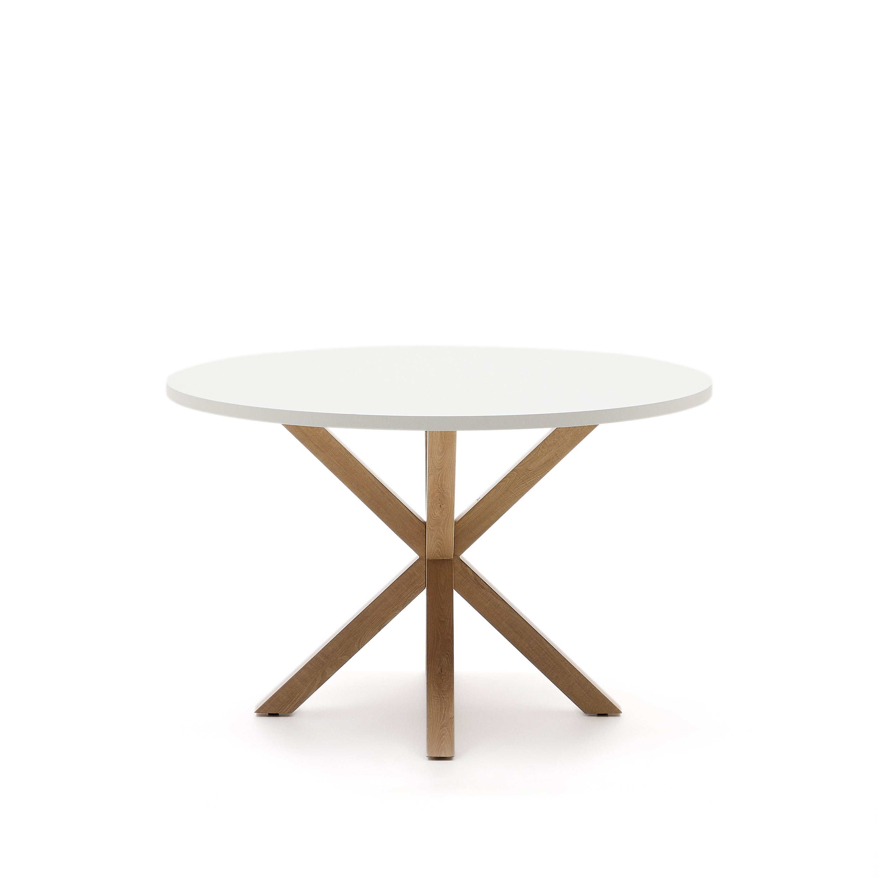 Argo round table in melamine with white finish and wood effect steel legs Ø 120 cm - Product Image