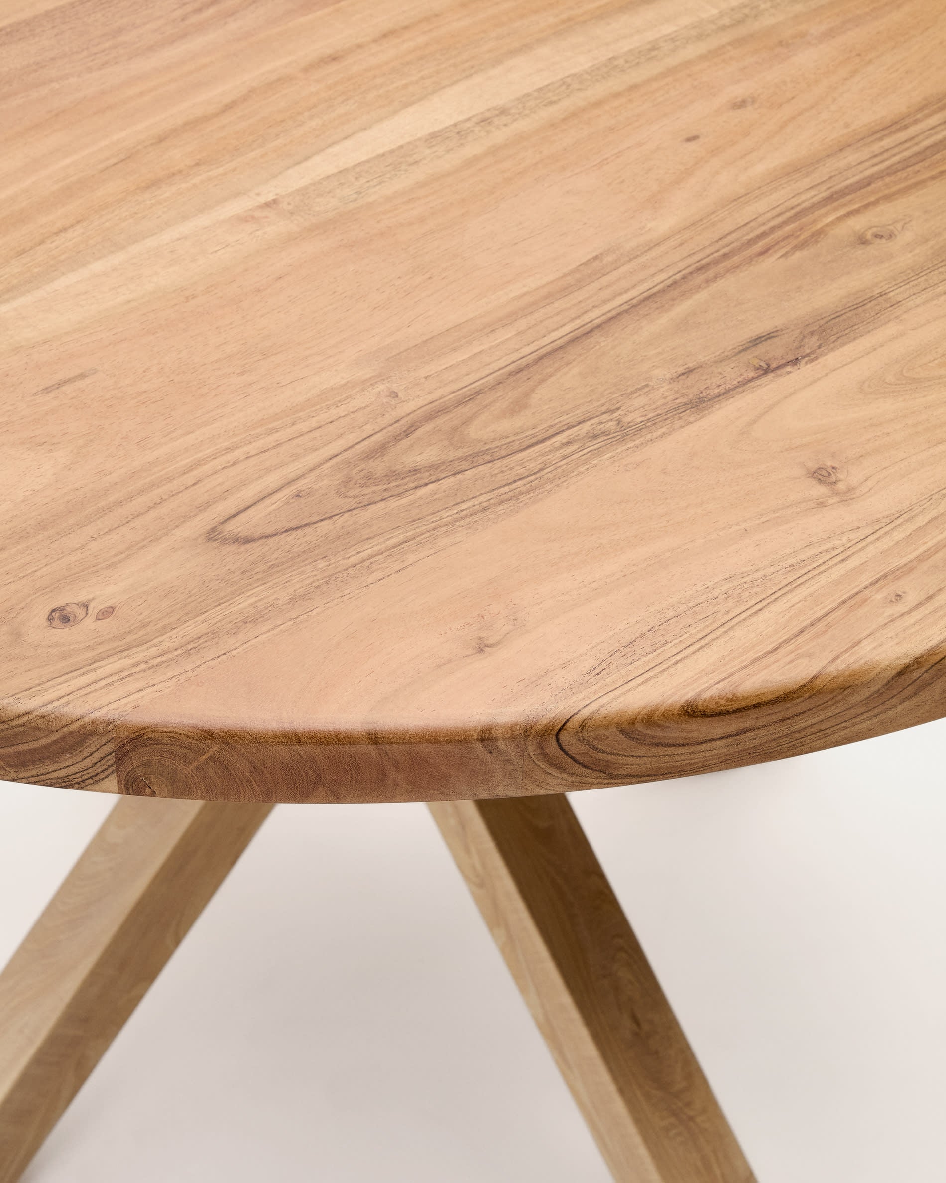 Argo kerek asztal tömör akácfából és fa hatású acéllábakkal Ø 120 cm