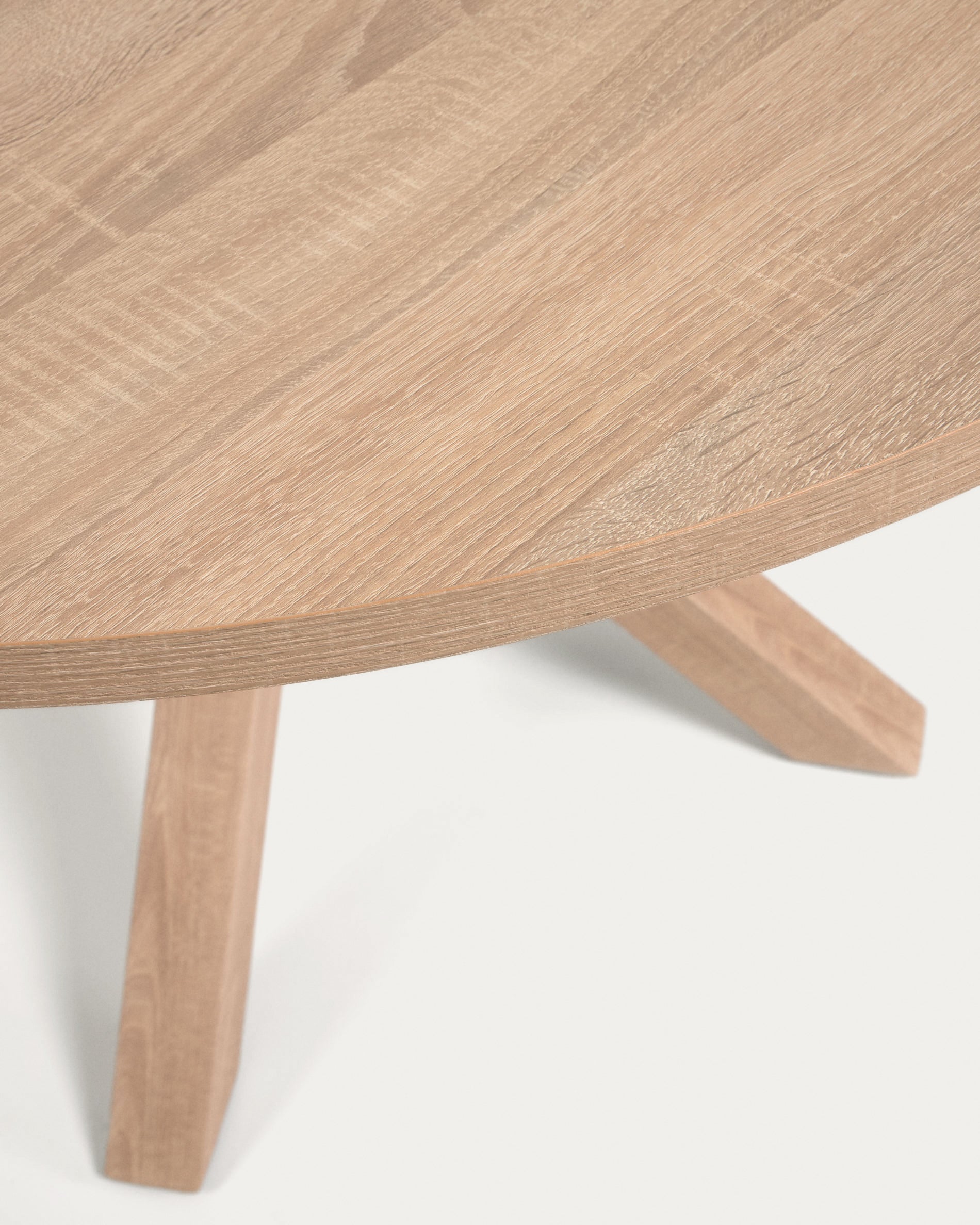 Argo round table in melamine with natural finish and wood-effect steel legs Ø 120 cm - Detail