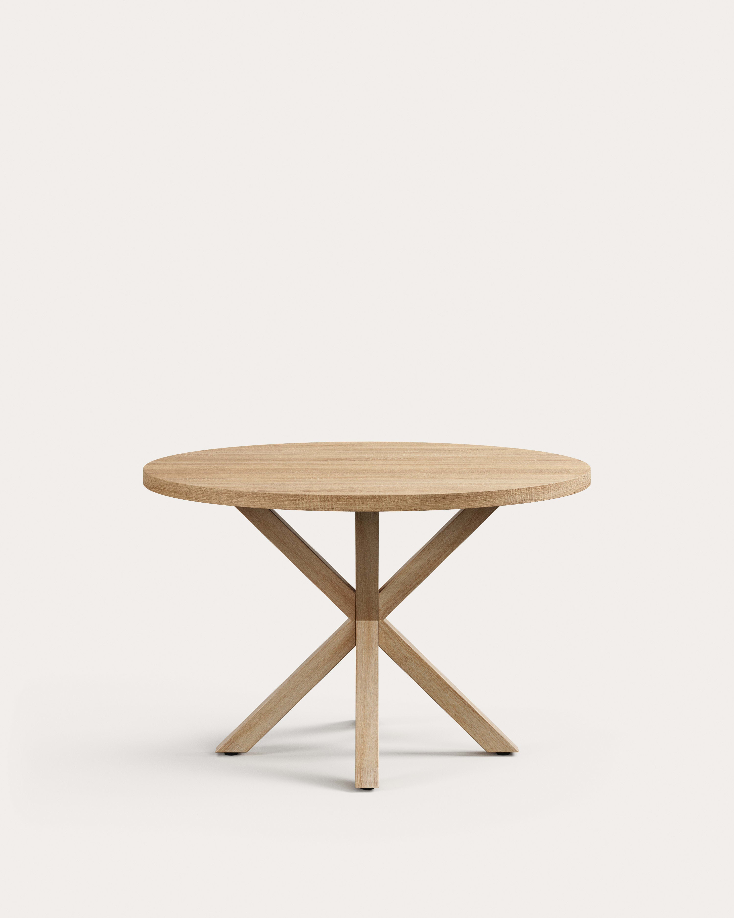 Argo round table in melamine with natural finish and wood-effect steel legs Ø 120 cm - Product View