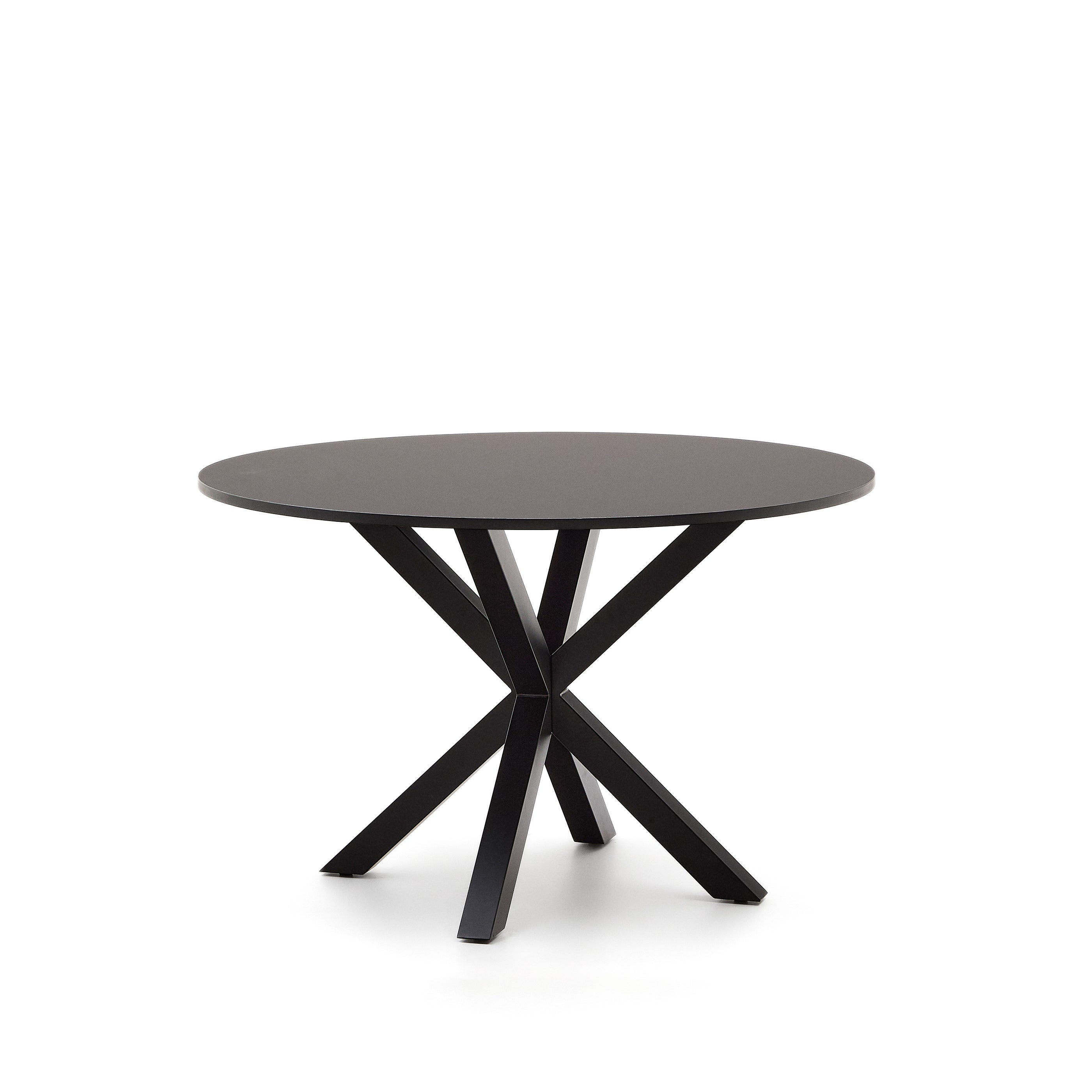 Argo round table in black lacquered MDF with steel legs with black finish Ø 120 cm - Product Image