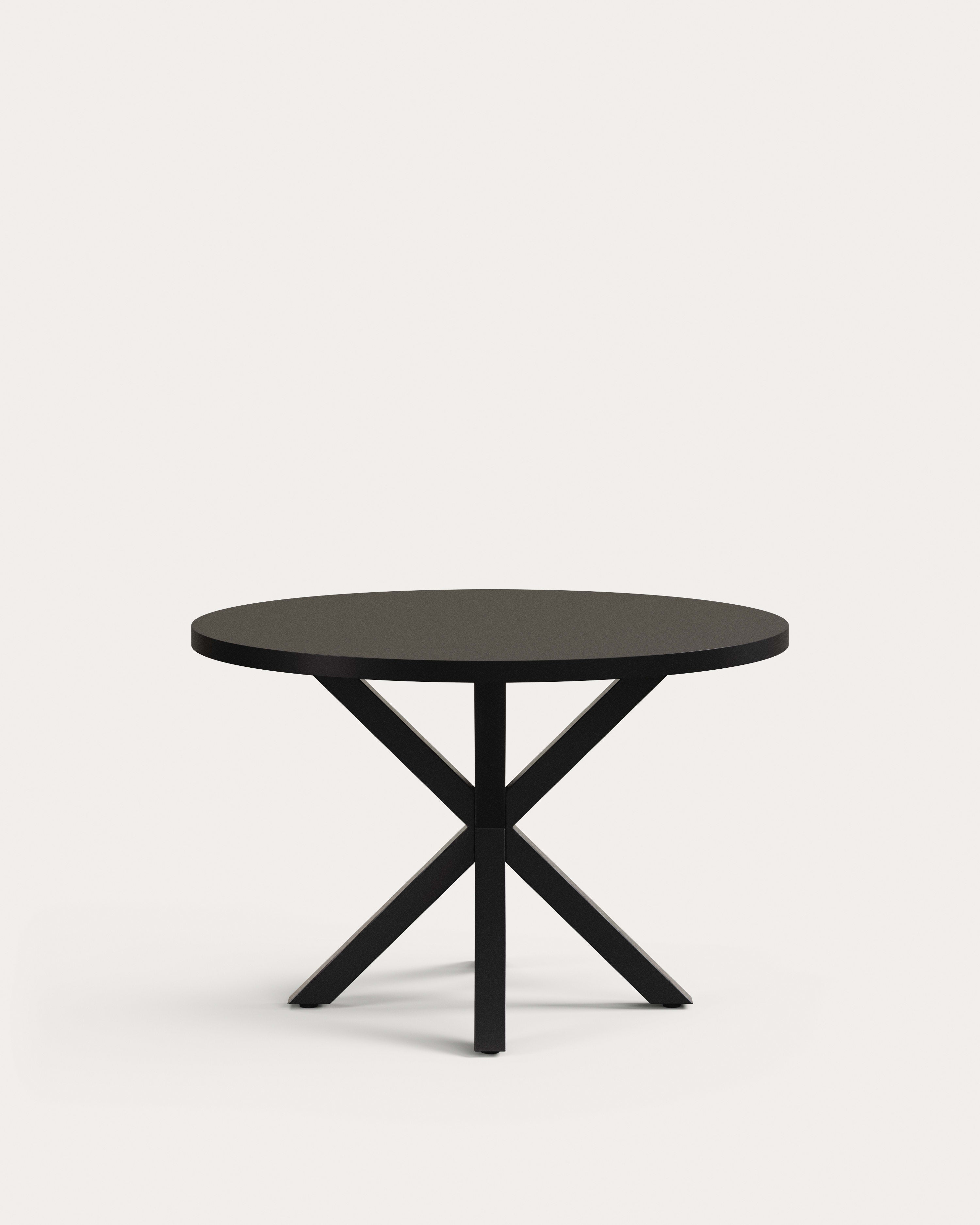 Argo round table in black lacquered MDF with steel legs with black finish Ø 120 cm - Product View