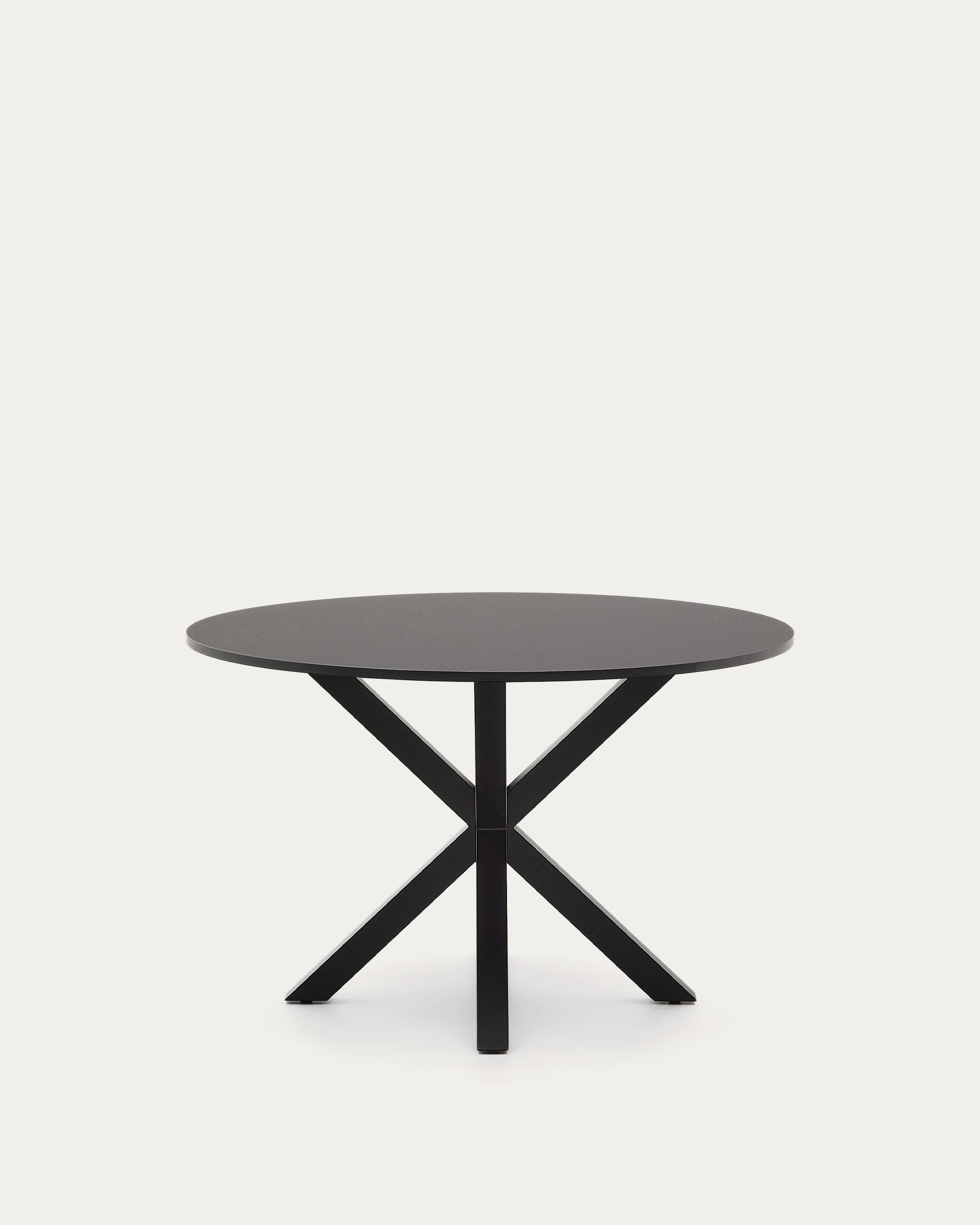 Argo round table in black lacquered MDF with steel legs with black finish Ø 120 cm - Product View