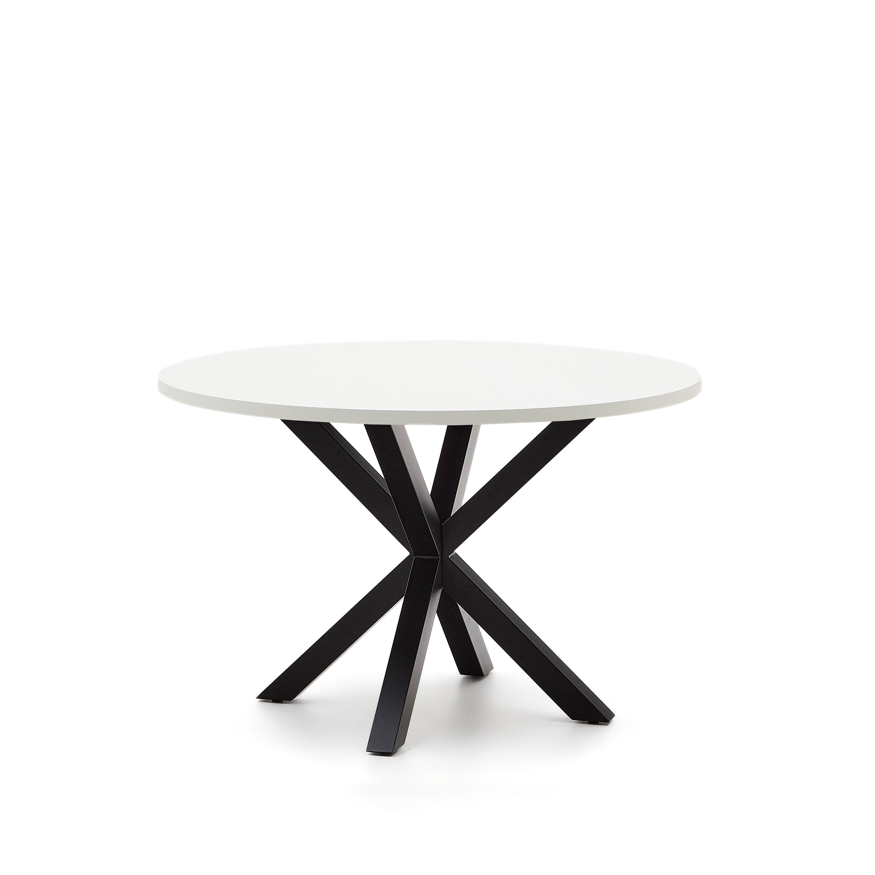 Argo round table in white melamine and steel legs with black finish Ø 120 cm