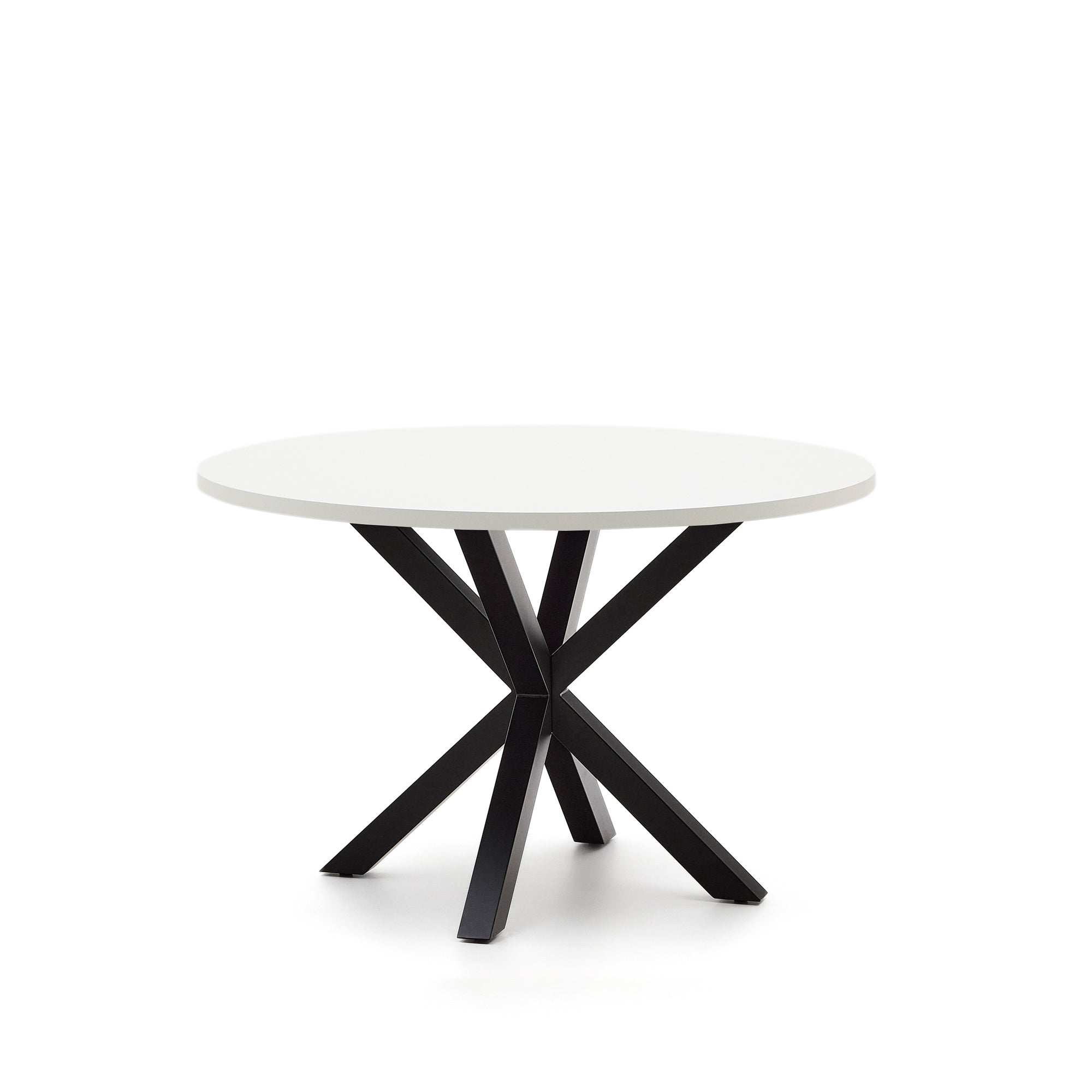 Argo round table in white melamine and steel legs with black finish Ø 120 cm