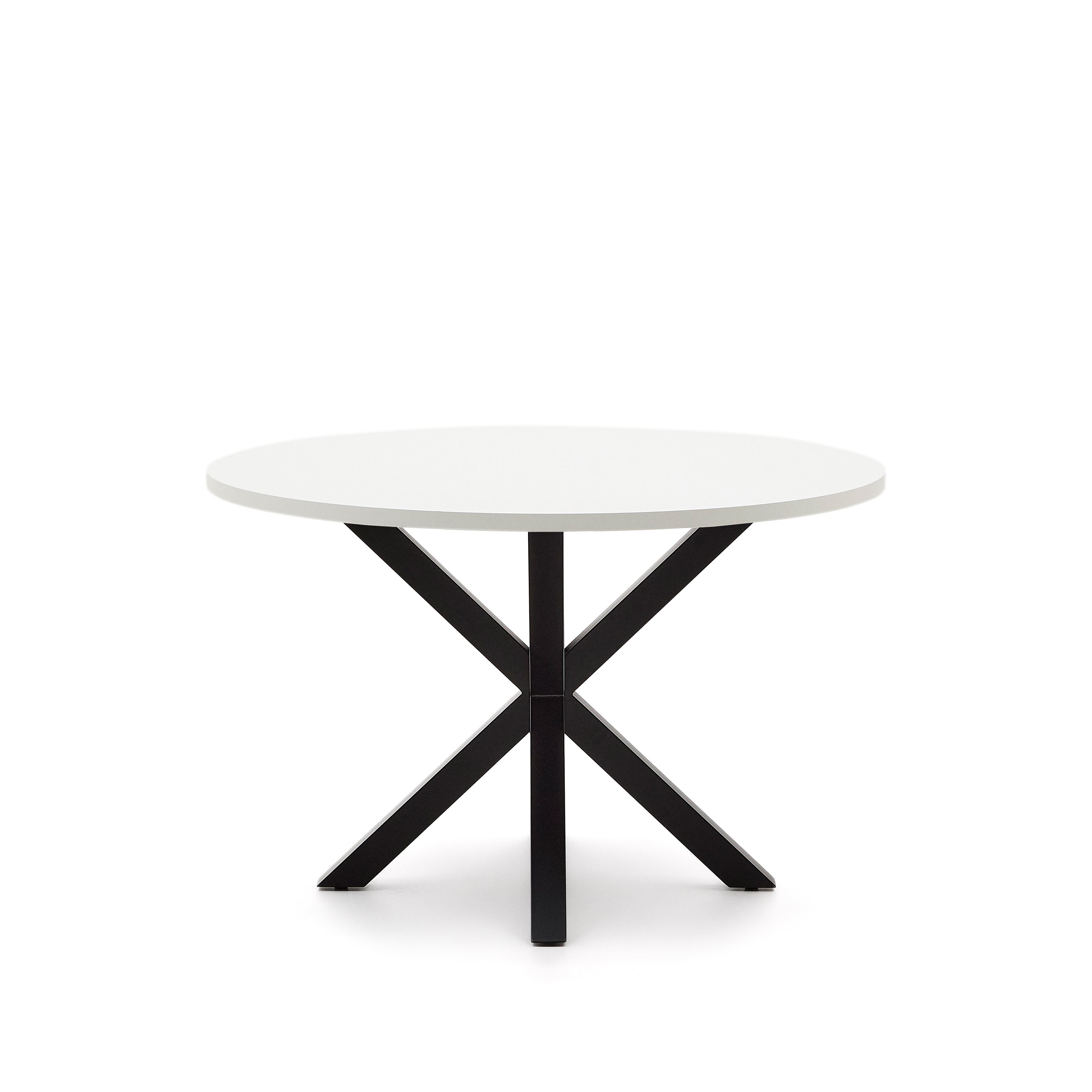 Argo round table in white melamine and steel legs with black finish Ø 120 cm - Product Image